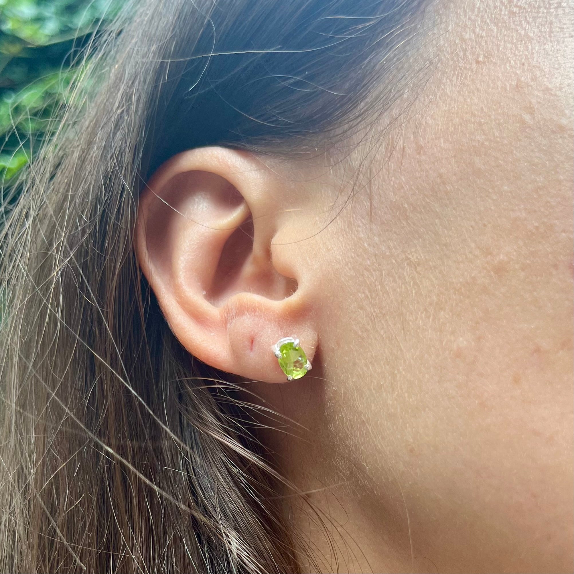 Peridot Stud Earrings - Sterling Silver