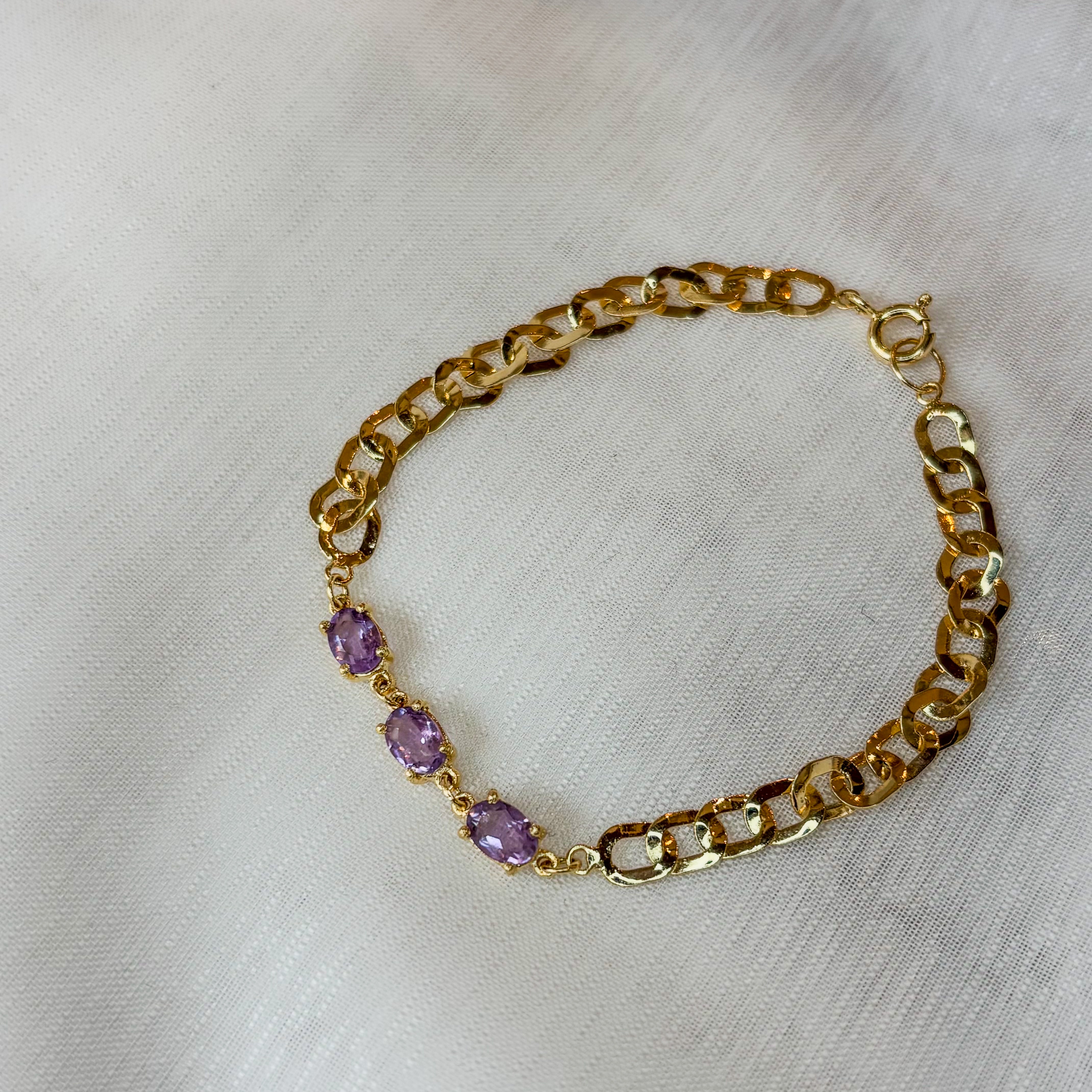 Amethyst Chain Link Bracelet - Vermeil