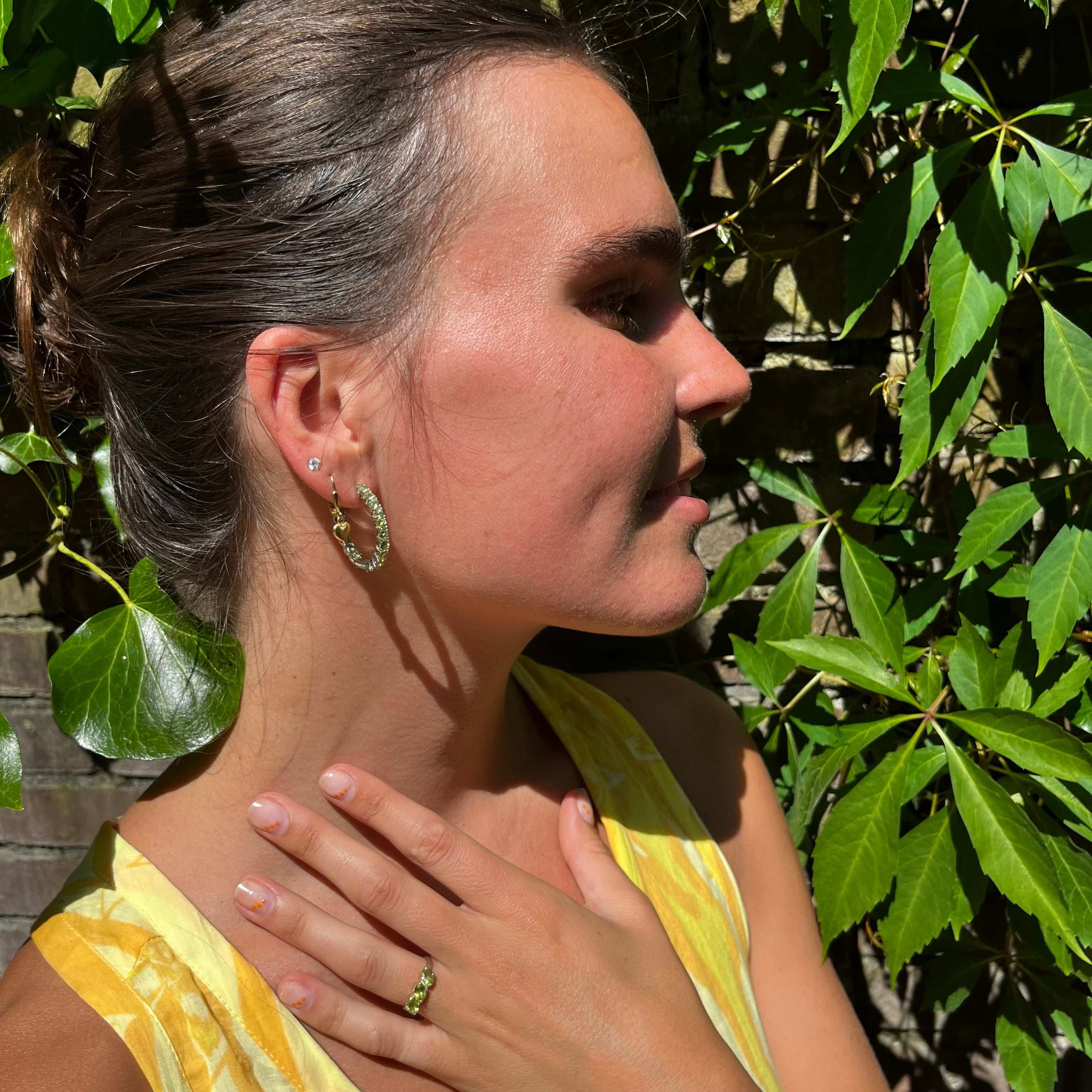Peridot kristallen hoepel oorbellen - Sterling zilver