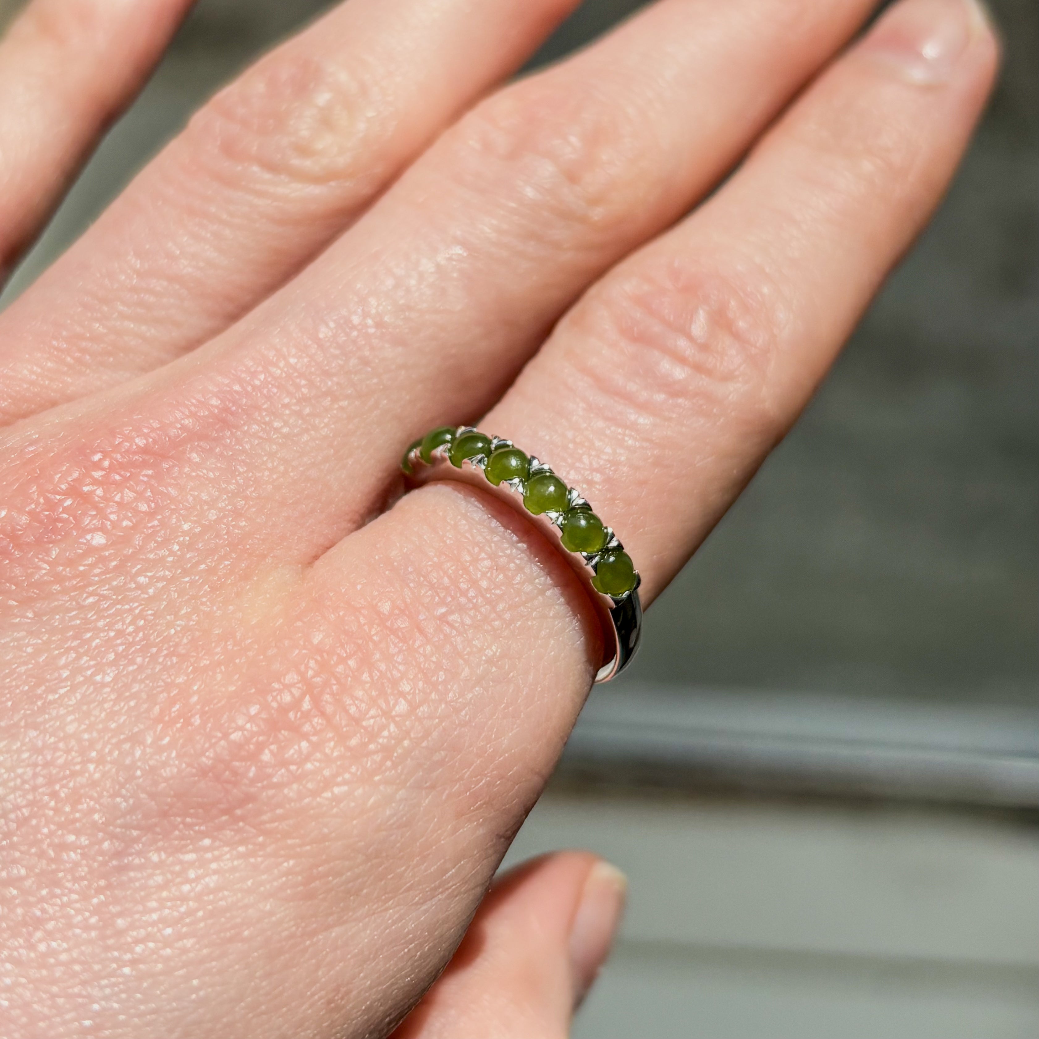 Jade 7 stones Ring - Sterling Silver
