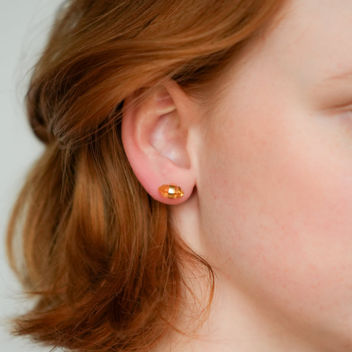 Citrine  - Two points Earrings - Gold Plated