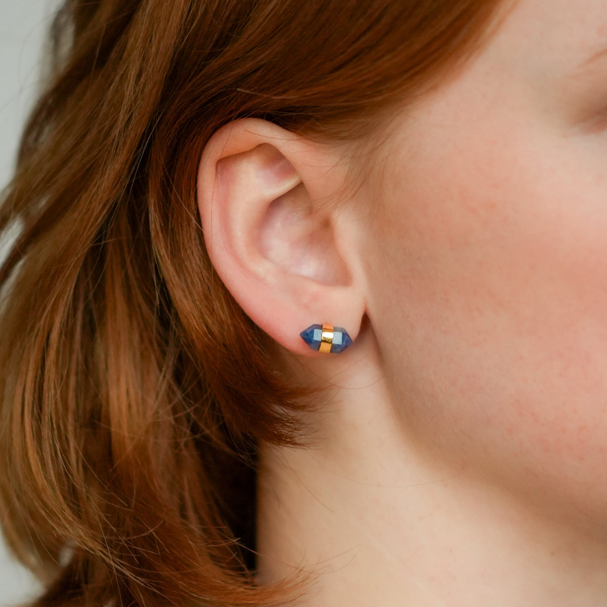 Sodalite - Two points Earrings - Gold Plated