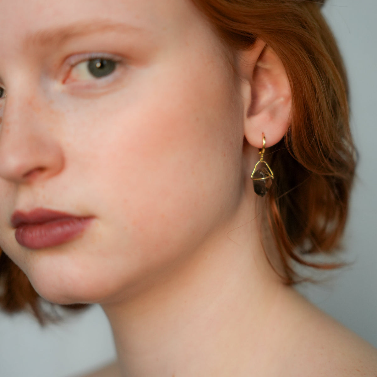 Smoky Quartz - Hoops Lollipop - Gold Plated