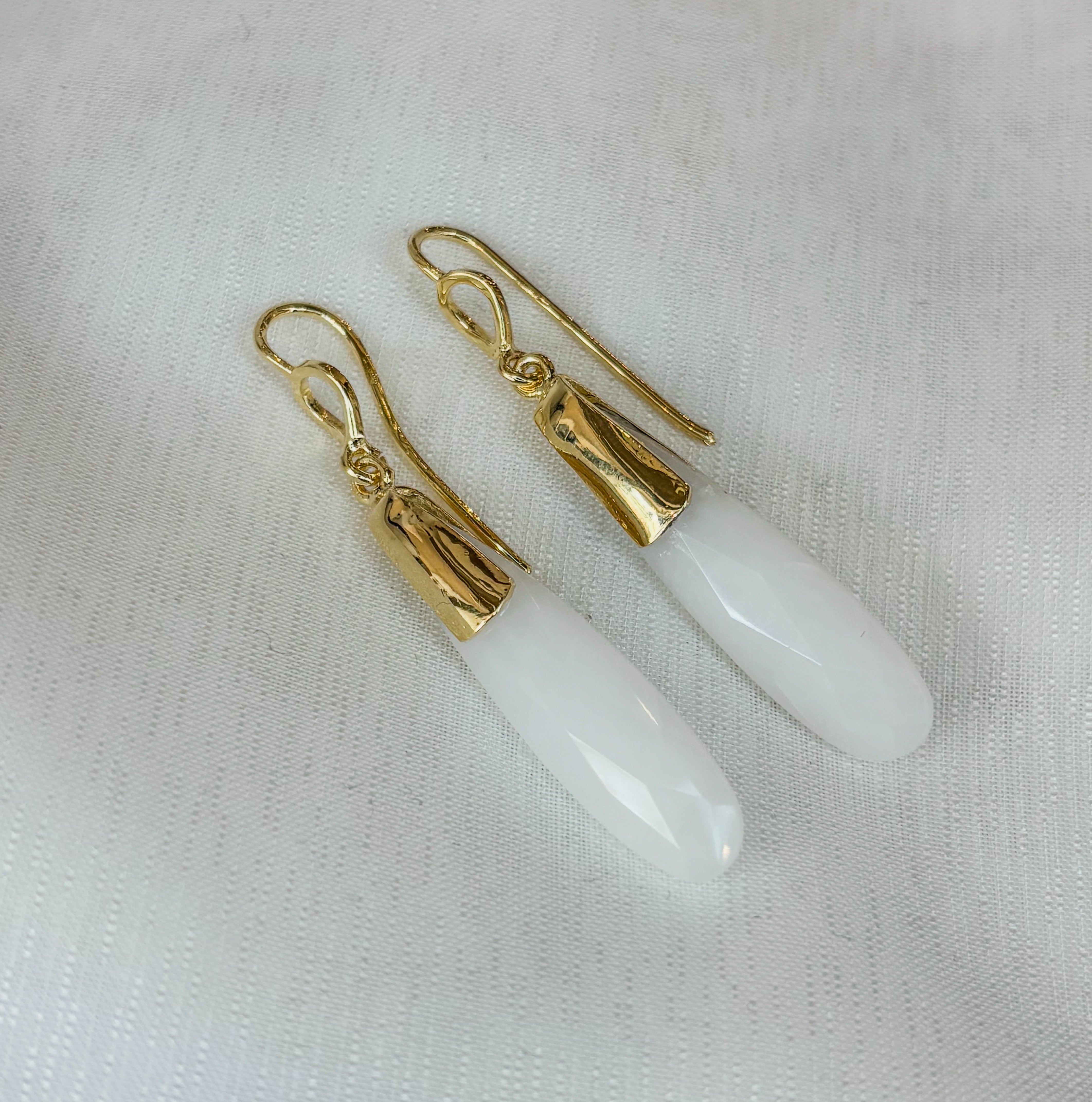 White Quartz Moonlit Clarity Earrings - Vermeil