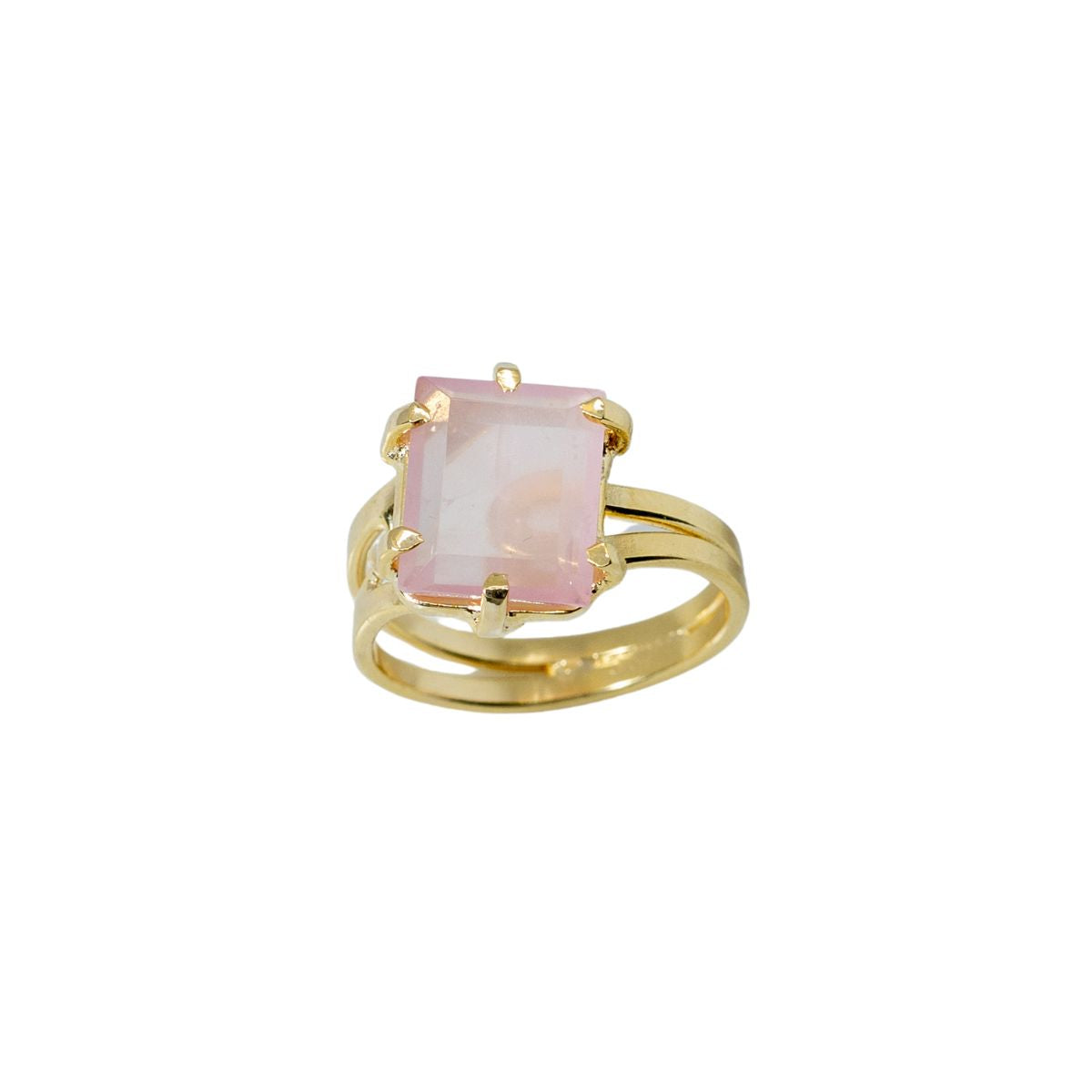 Rose Quartz - Pinky Ring - Gold Plated