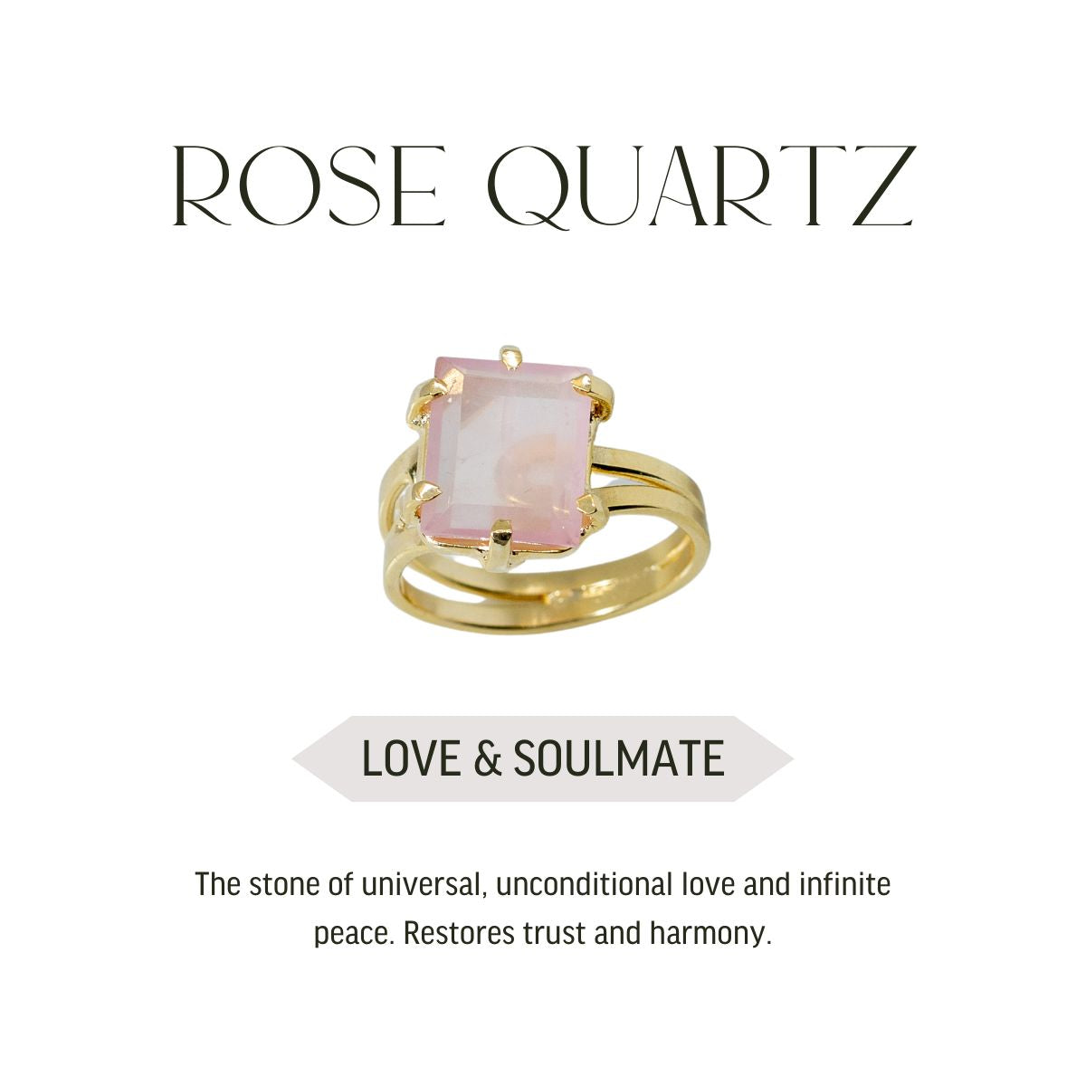 Rose Quartz - Pinky Ring - Gold Plated