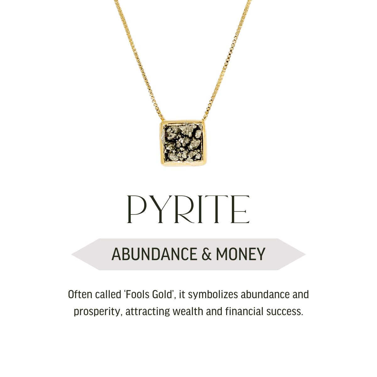 Pyrite Square Necklace - Gold Plated
