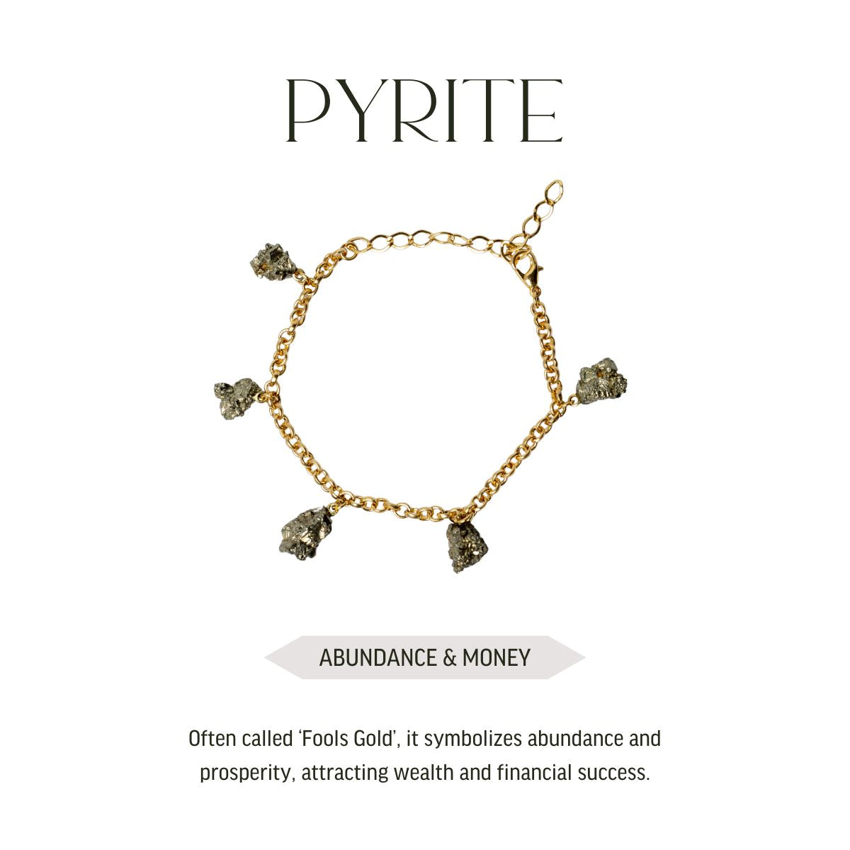 Bracelet 5 Stones Pyrite - Gold Plated