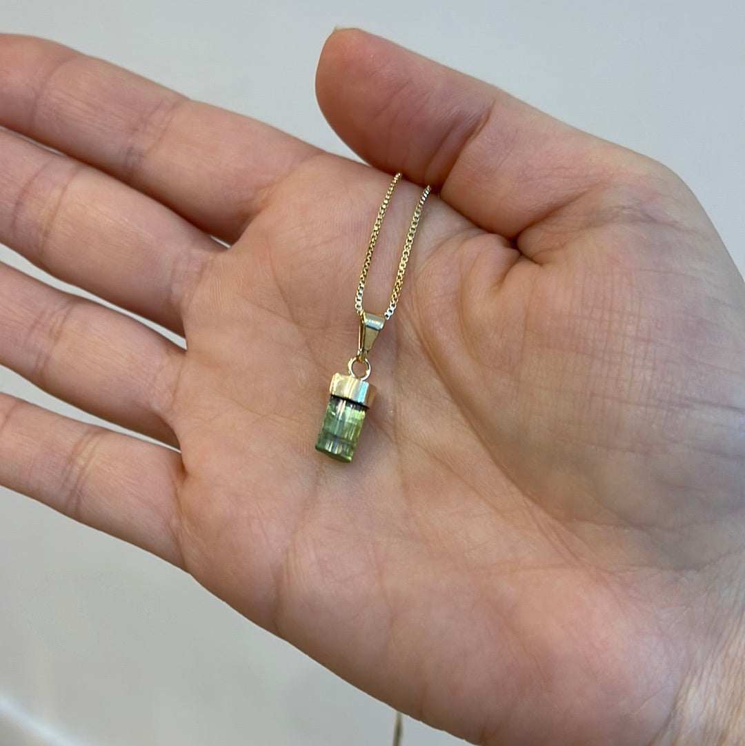 Green Tourmaline - Northern Lights - Necklace - Gold Plated