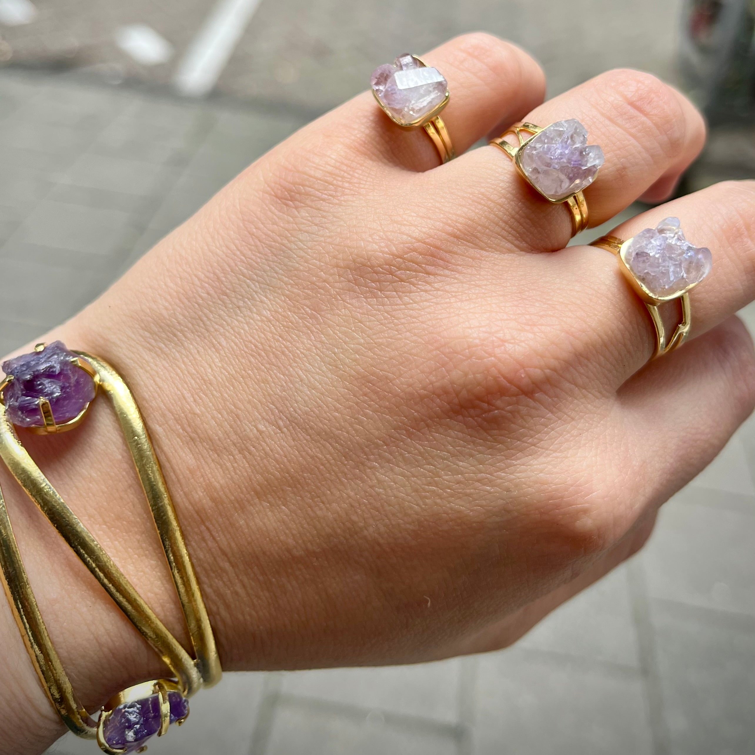 Raw Geode - Ring Adjustable - Gold Plated