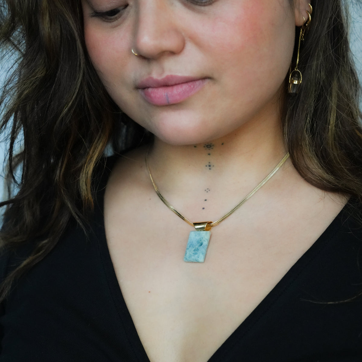 Exhilarating Aquamarine Pendant - Gold plated
