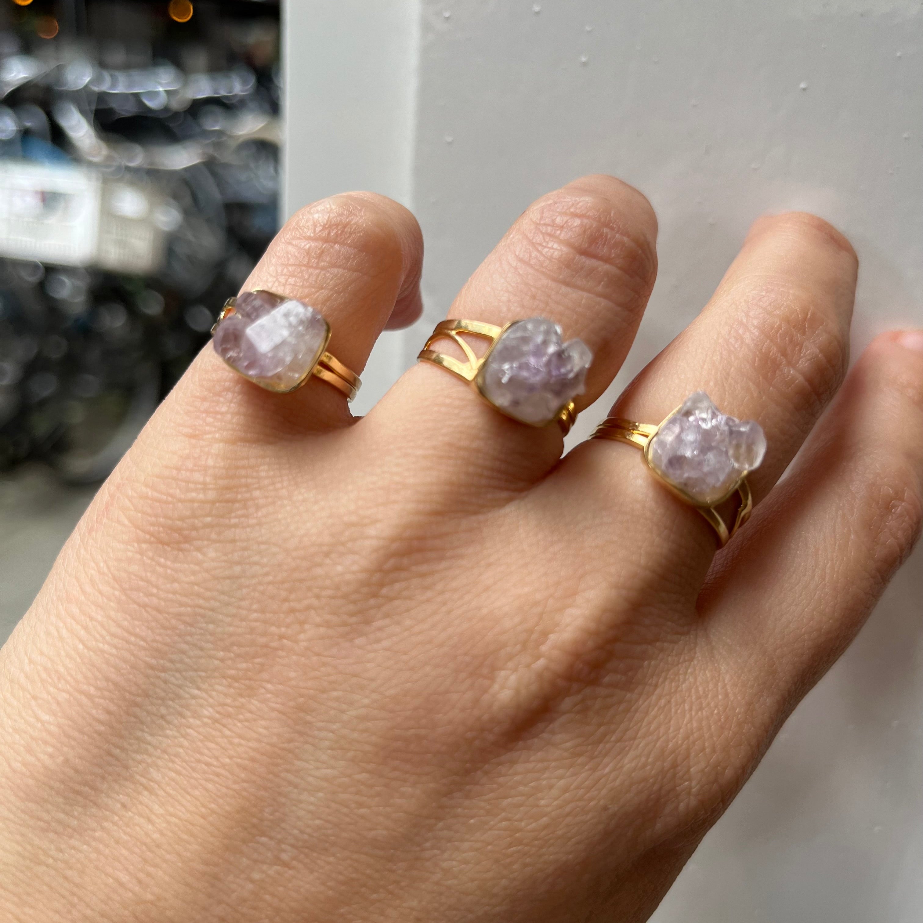 Raw Geode - Ring Adjustable - Gold Plated