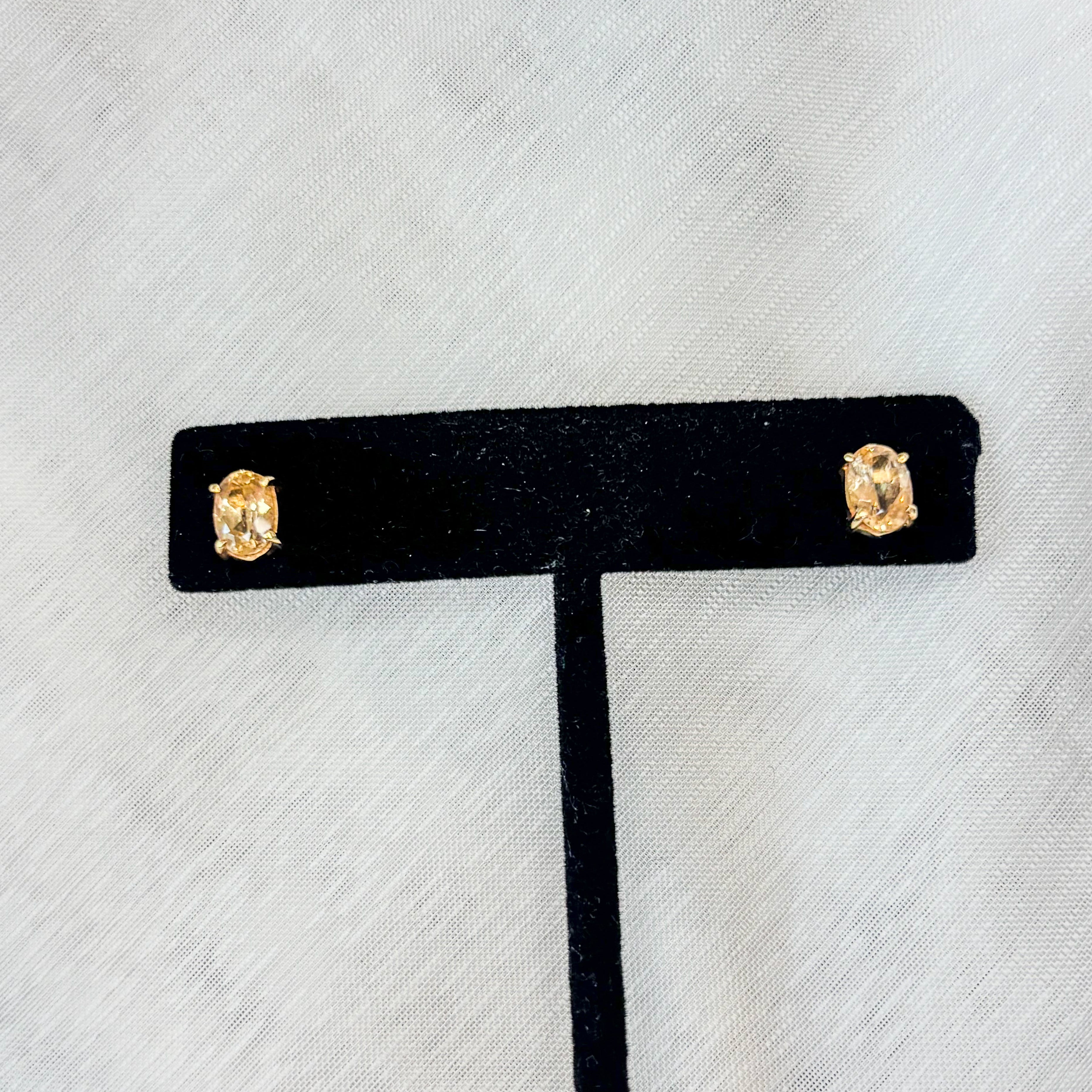 Citrine Solar Spark Stud Earrings - Solid Gold 18k