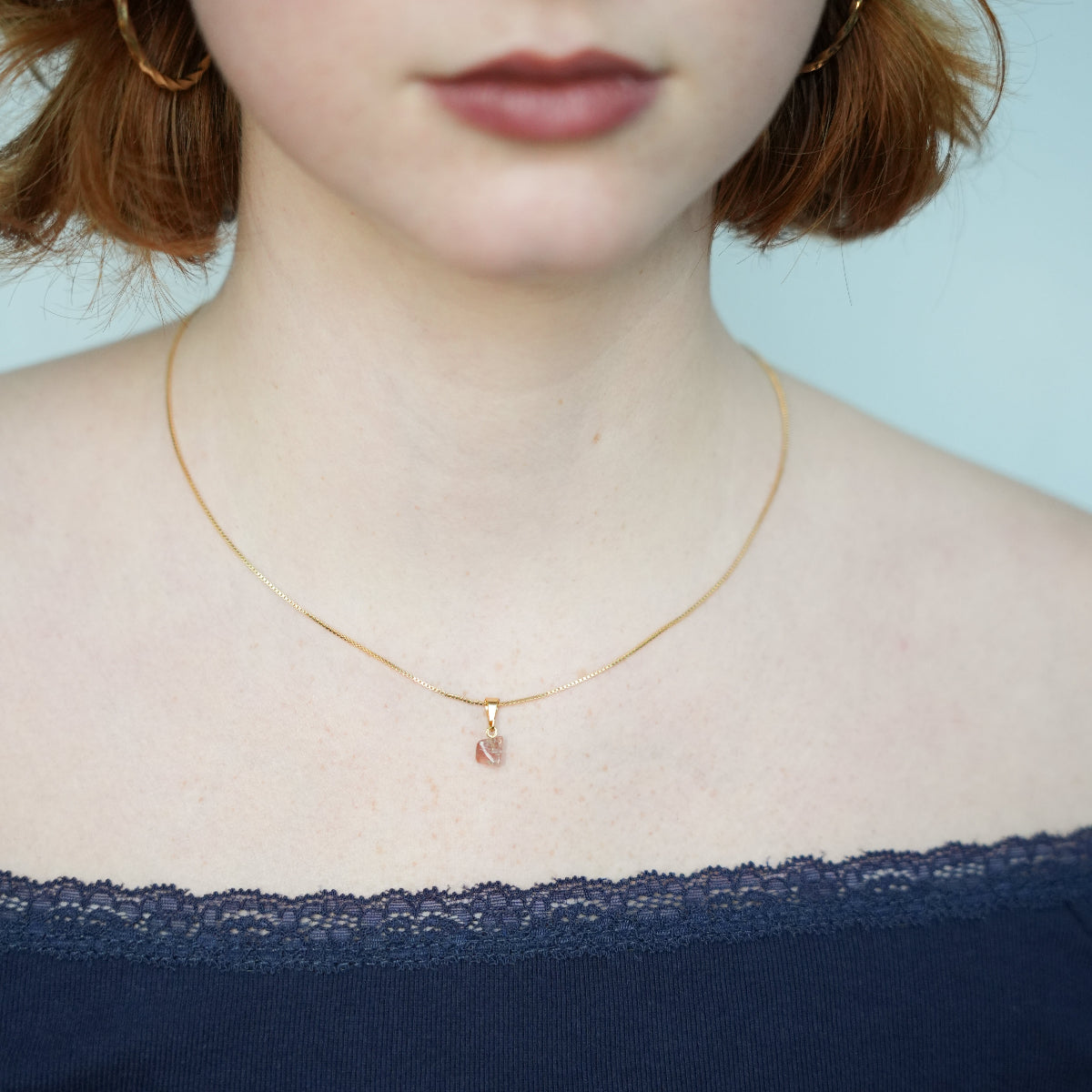 Pink Tourmaline Mini Pendant - Gold Plated