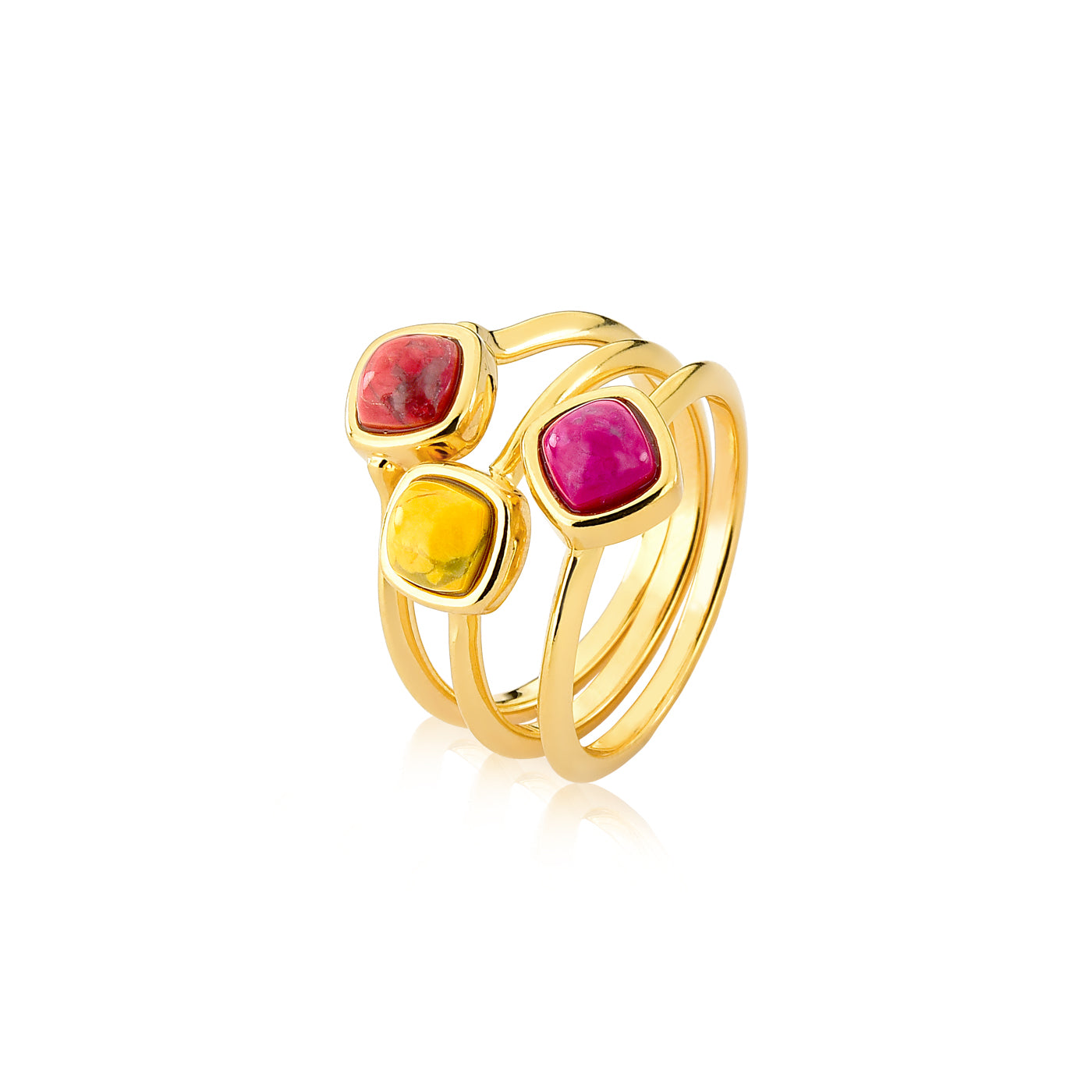 Tropical Sunset Howlite Ring - Gold Plated