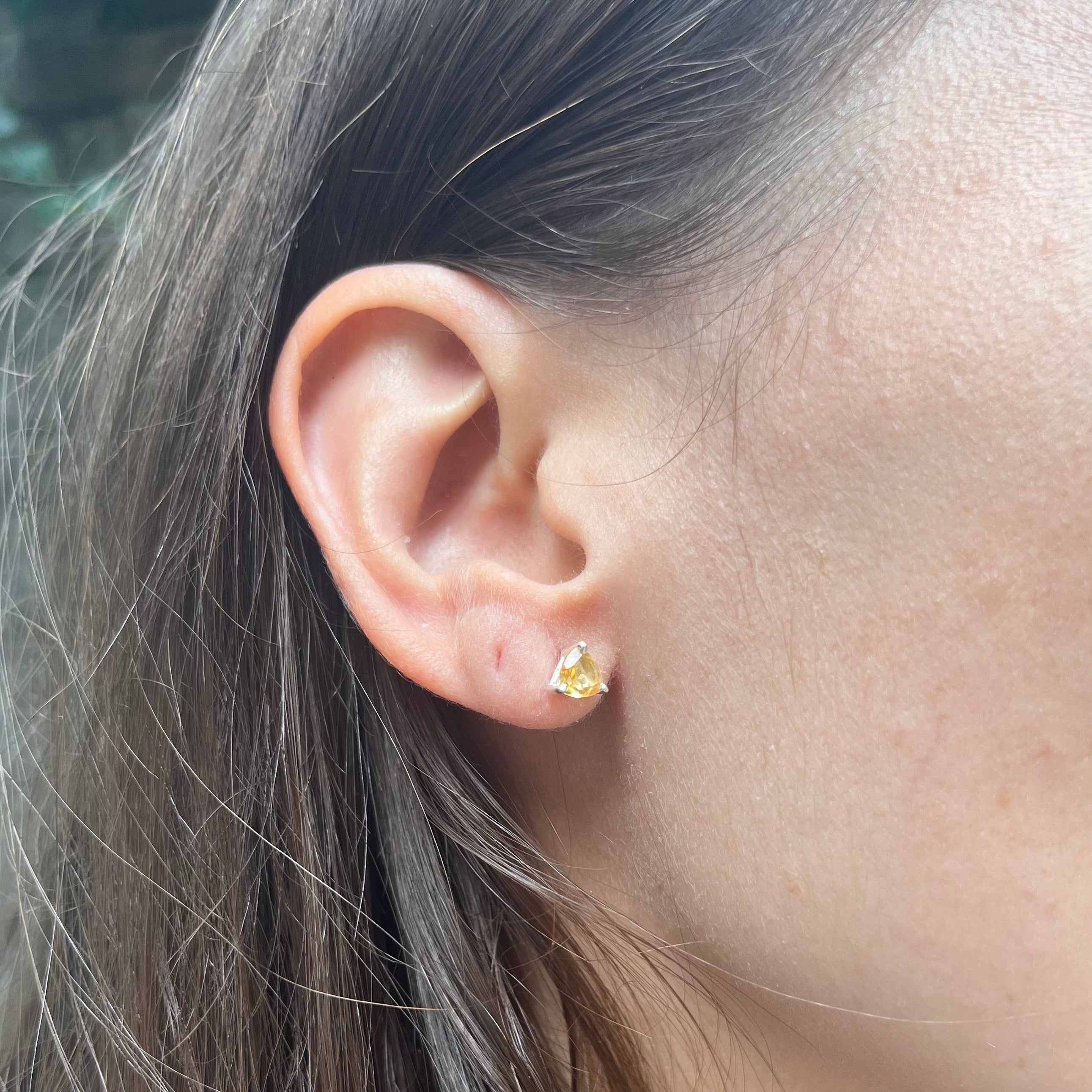 Citrine Triangle Earrings - Sterling Silver