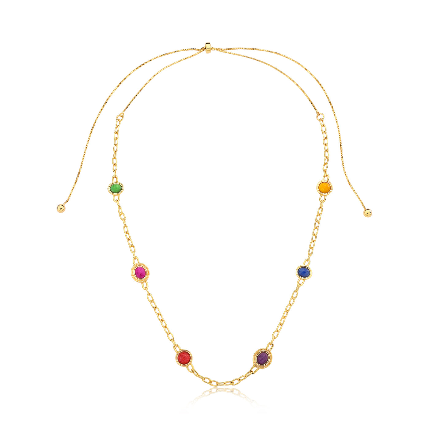 Rainbow Bliss Howlite Necklace - Gold Plated