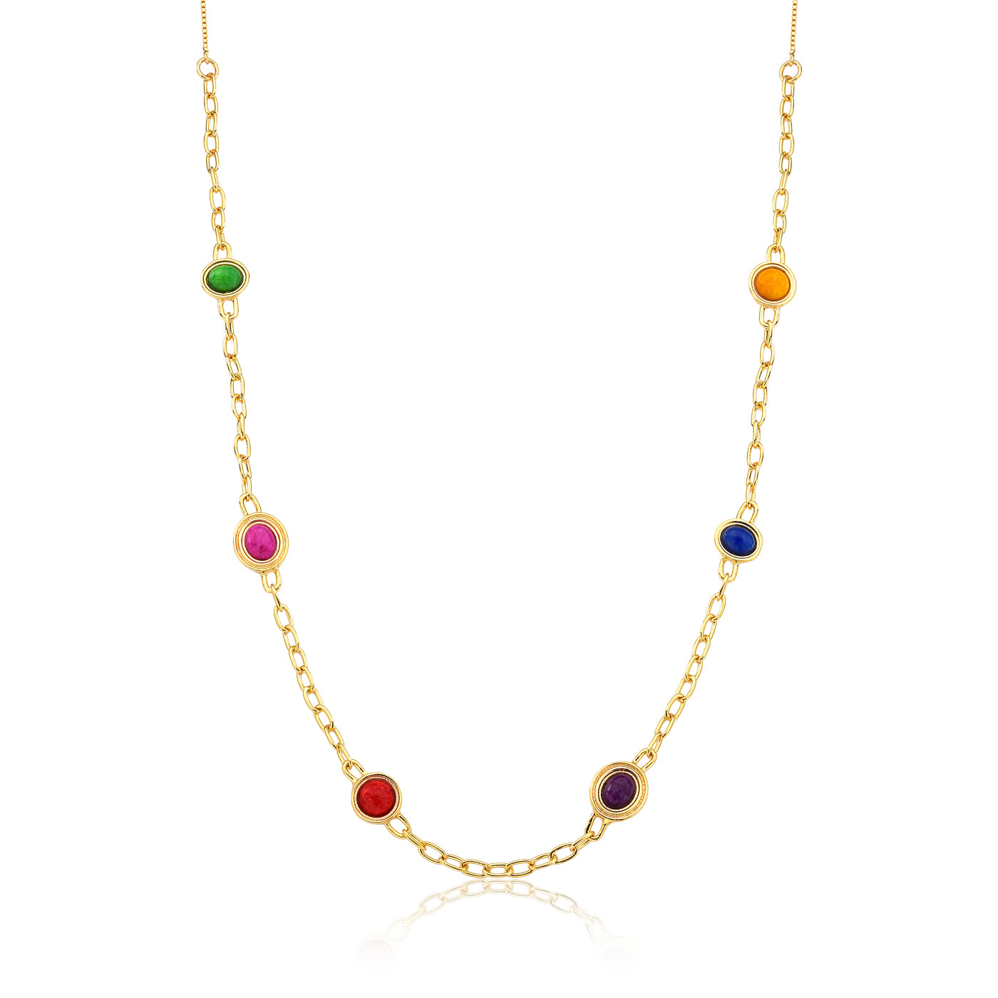 Rainbow Bliss Howlite Necklace - Gold Plated