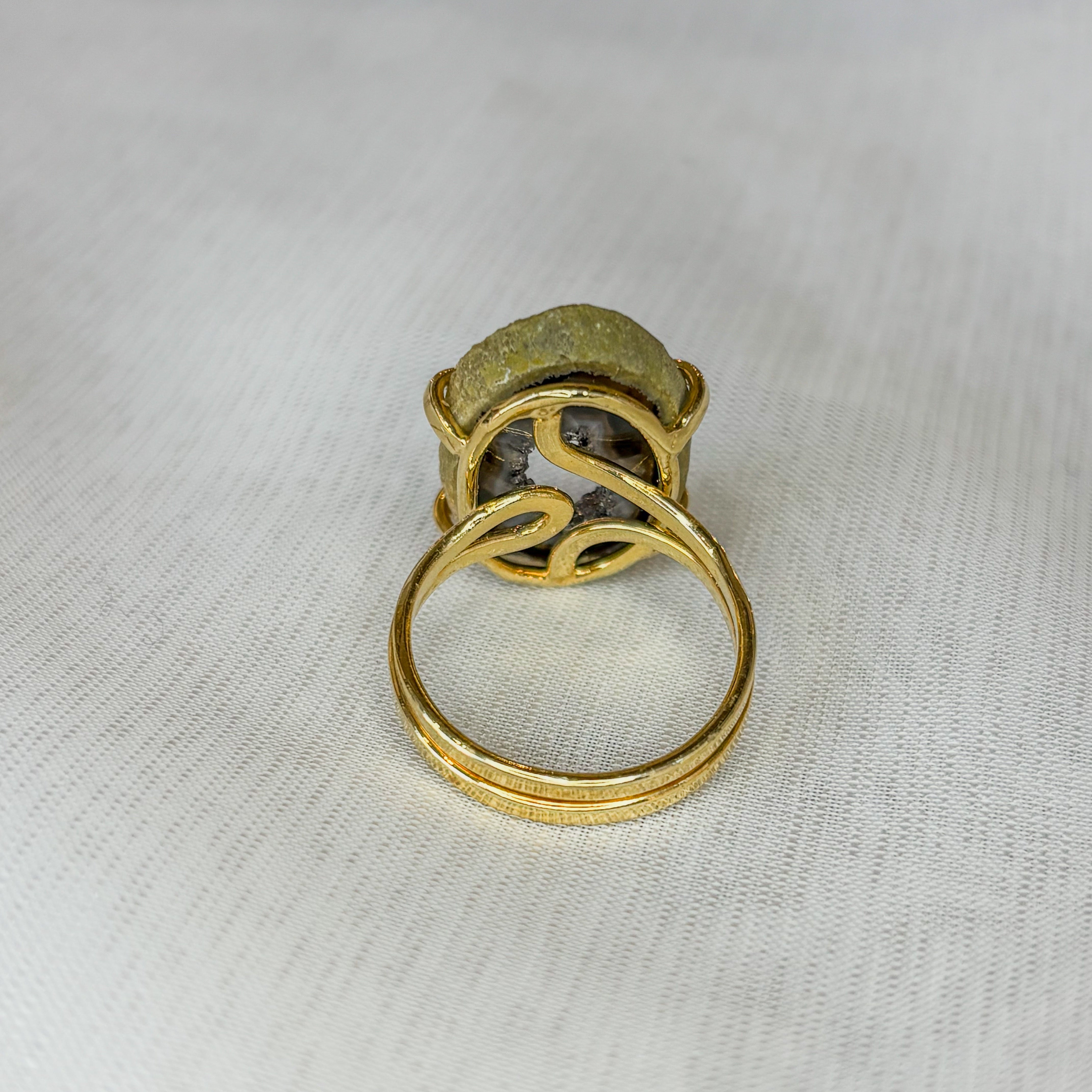 Agate - Raw Ring - Adjustable - Gold Plated