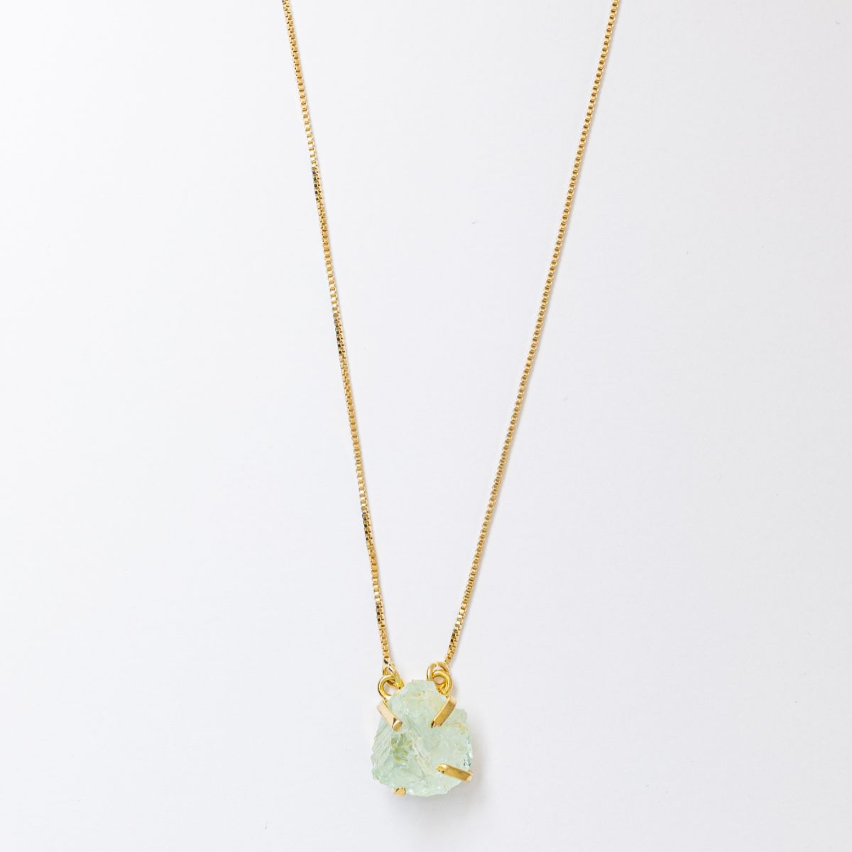 Small Aquamarine - Lollipop Necklace - Gold Plated