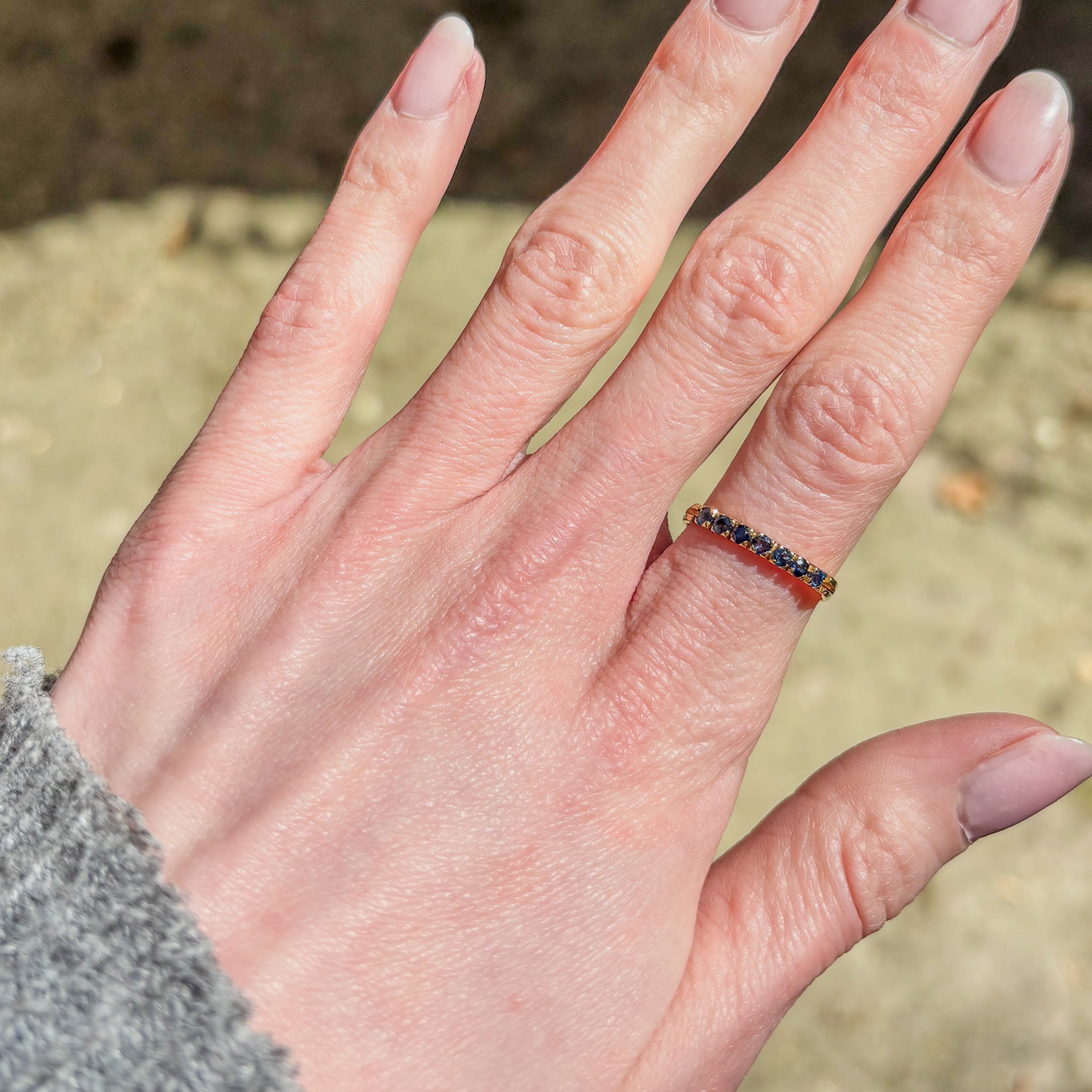 Sapphire Half Wedding Ring - Gold 18k