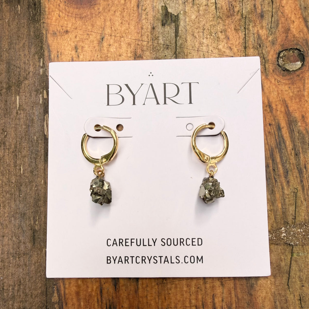 Pyrite - Raw Hoop Earrings - Gold Plated