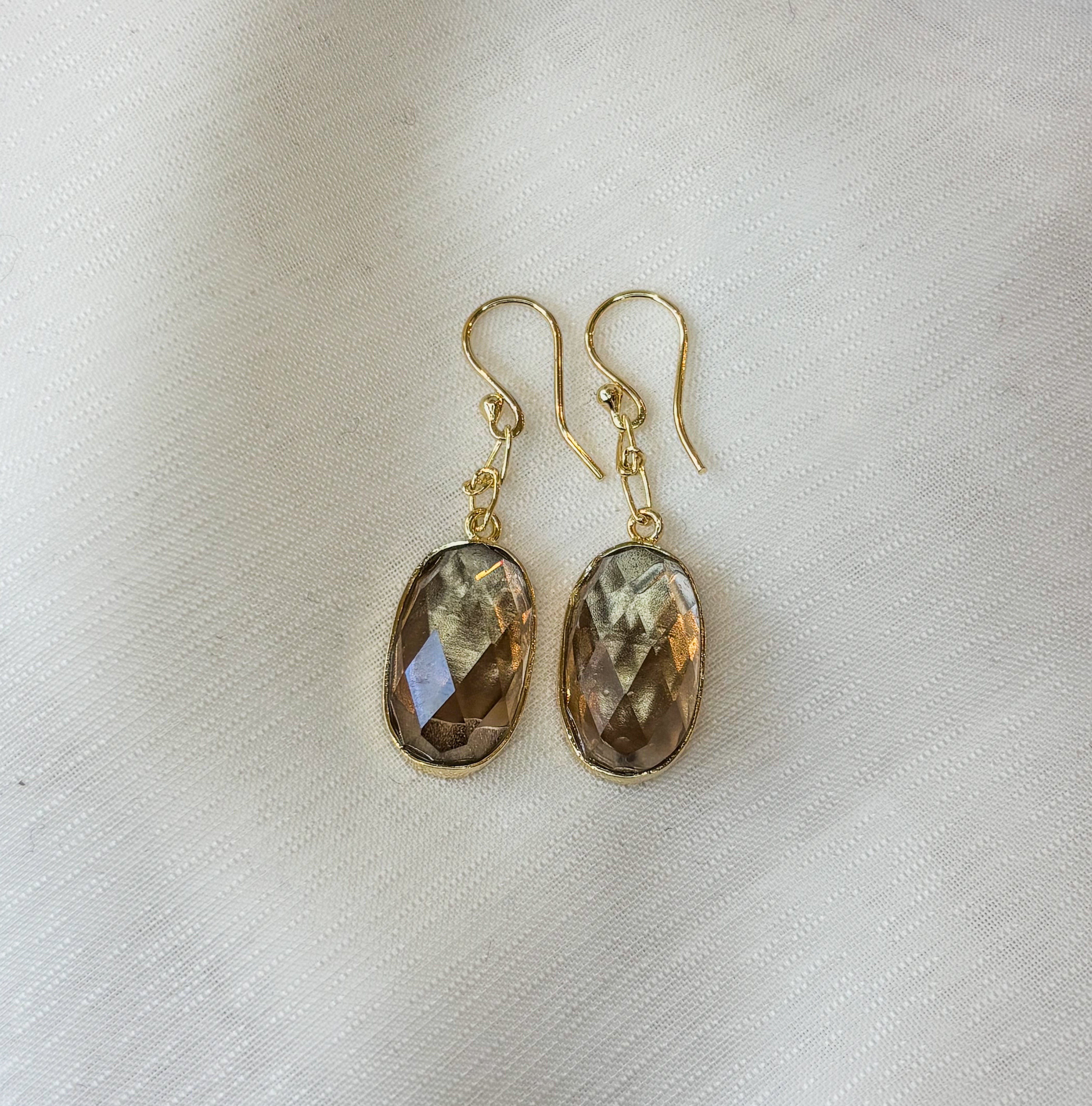 Smoky Quartz Radiance Oval Earrings - Vermeil