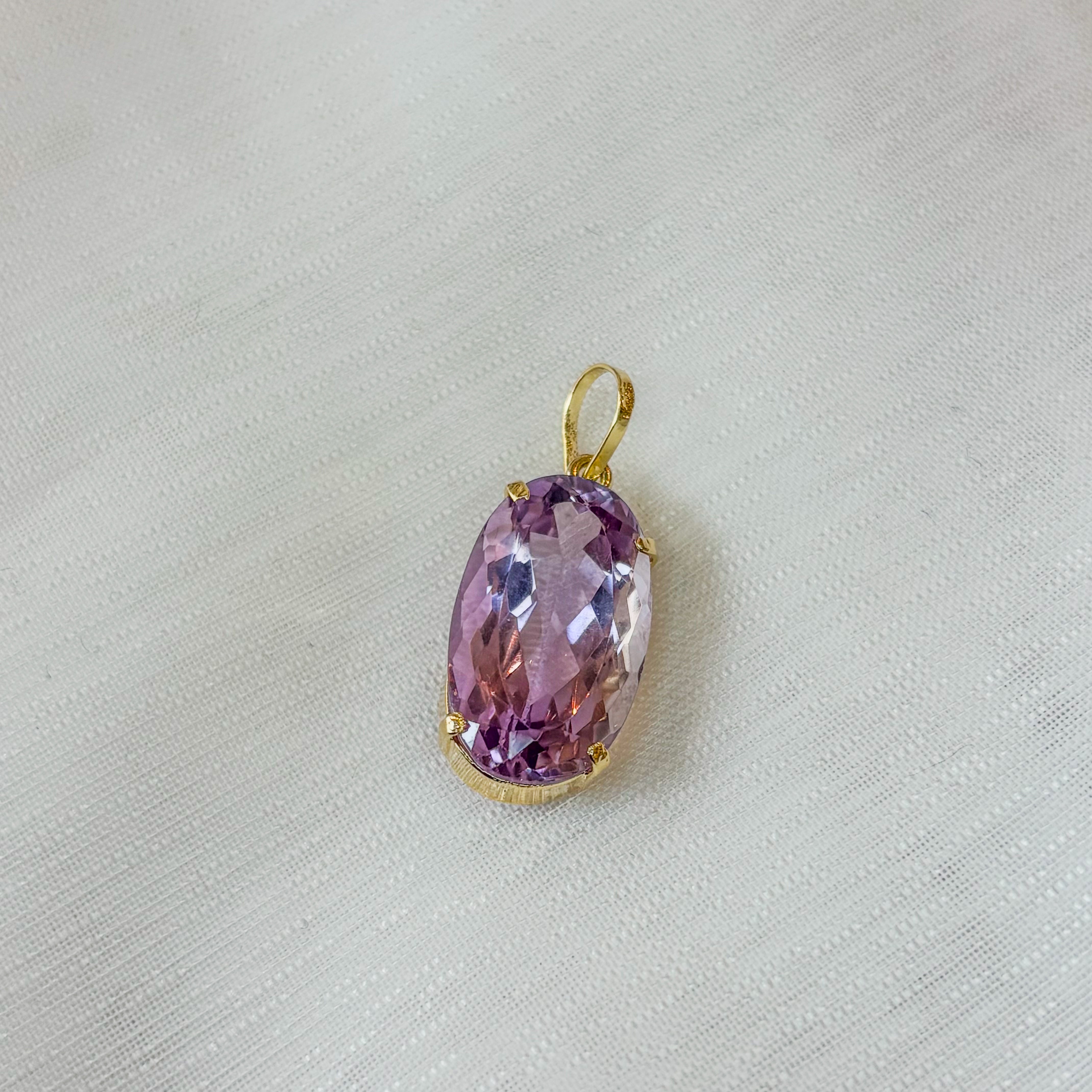 Amethyst Rose de France Pendant - Vermeil