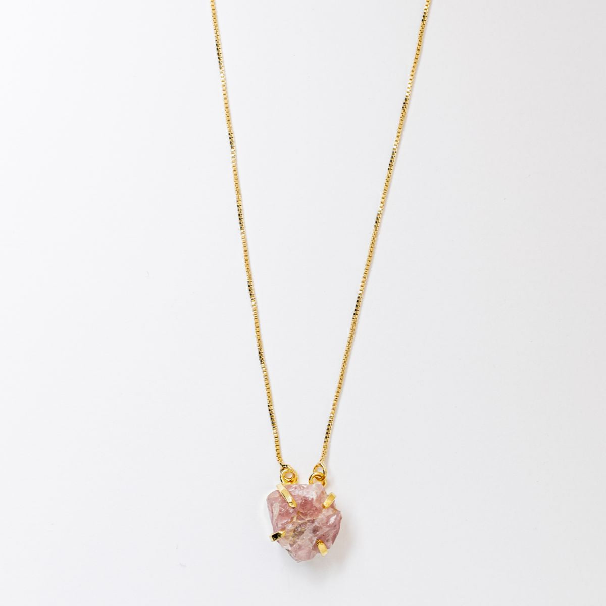 Small Pink Tourmaline - Lollipop Necklace - Gold Plated