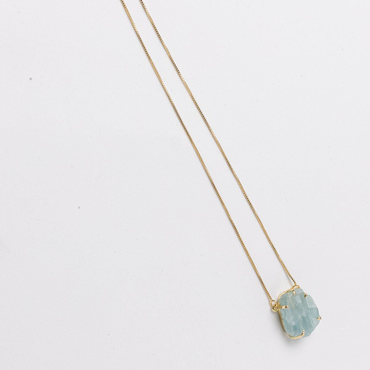Big Aquamarine - Lollipop Necklace - Gold Plated