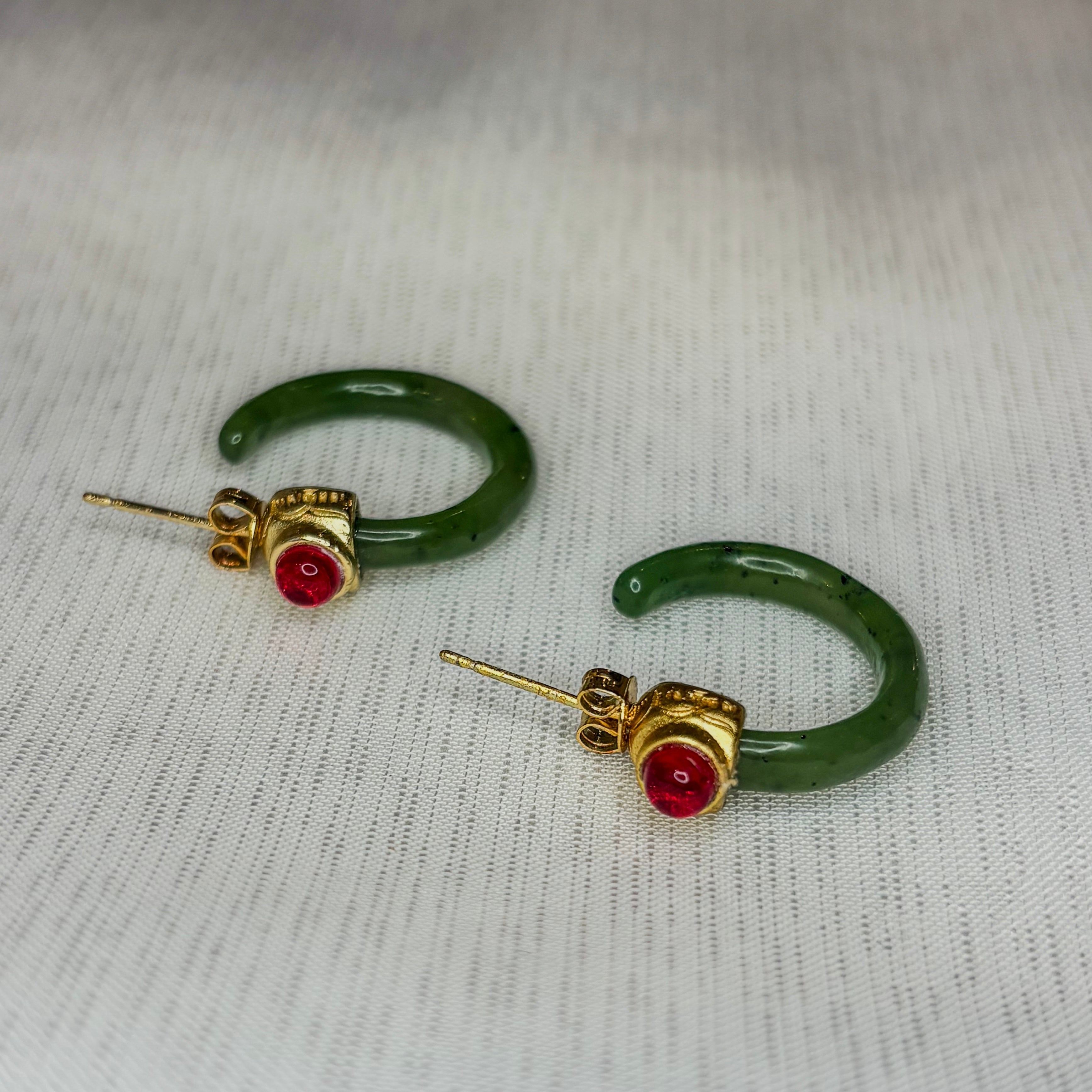 Nephrite Jade Hoops Earrings