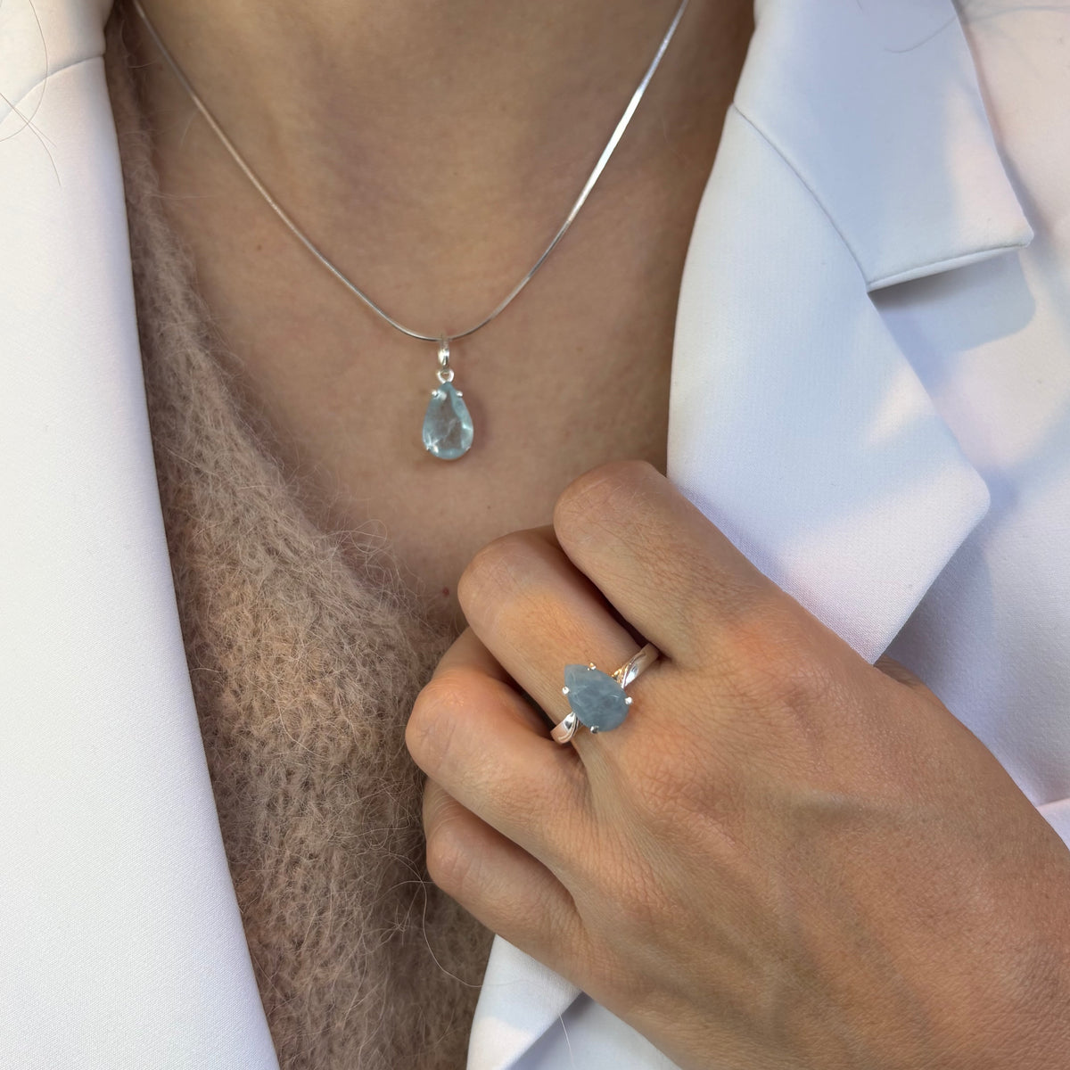 Aquamarine Ocean Whisper Small Drop Pendant - Limited Edition