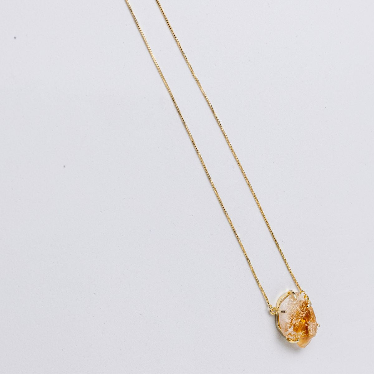 Big Citrine - Lollipop Necklace - Gold Plated