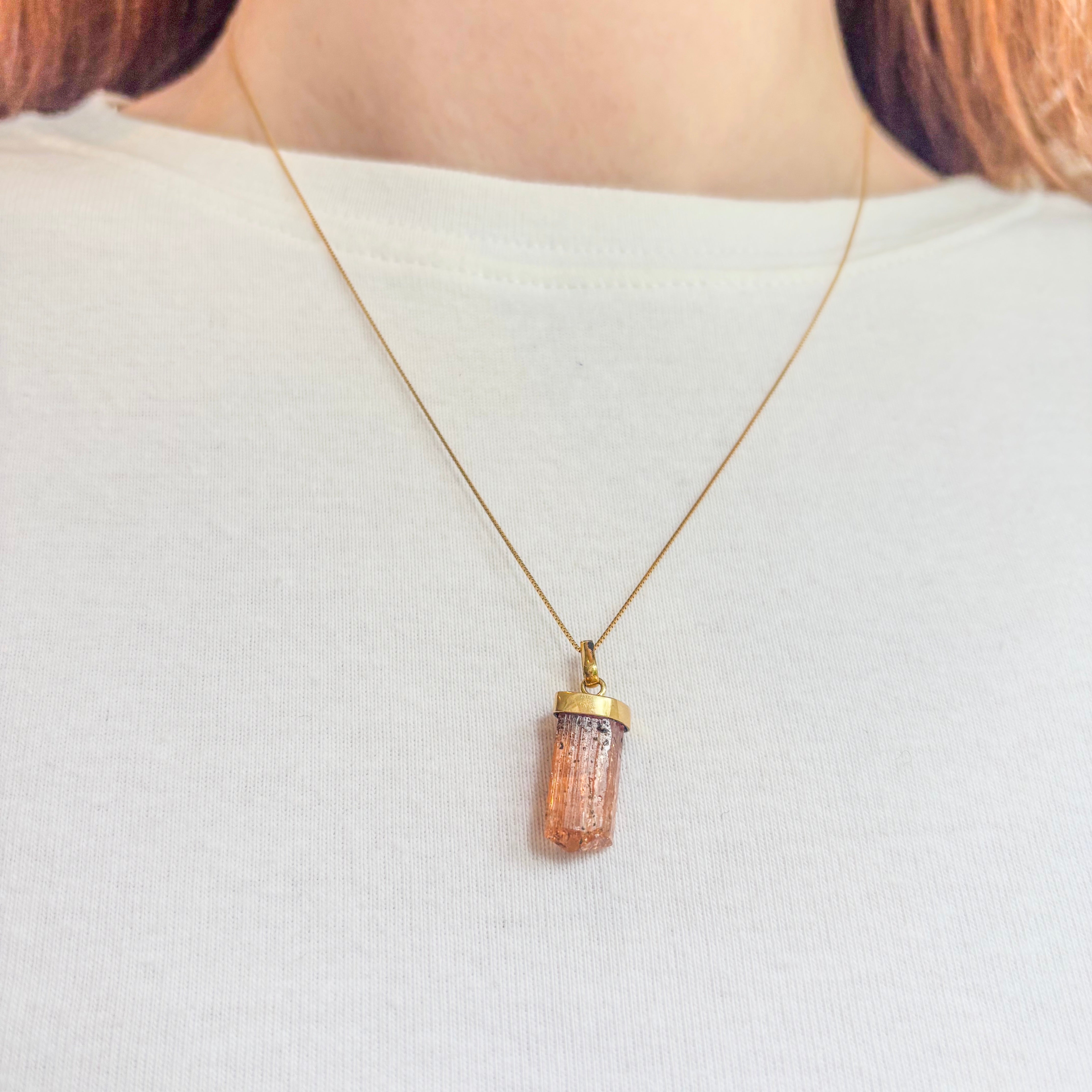Imperial Topaz Pendant Solid Gold 14k