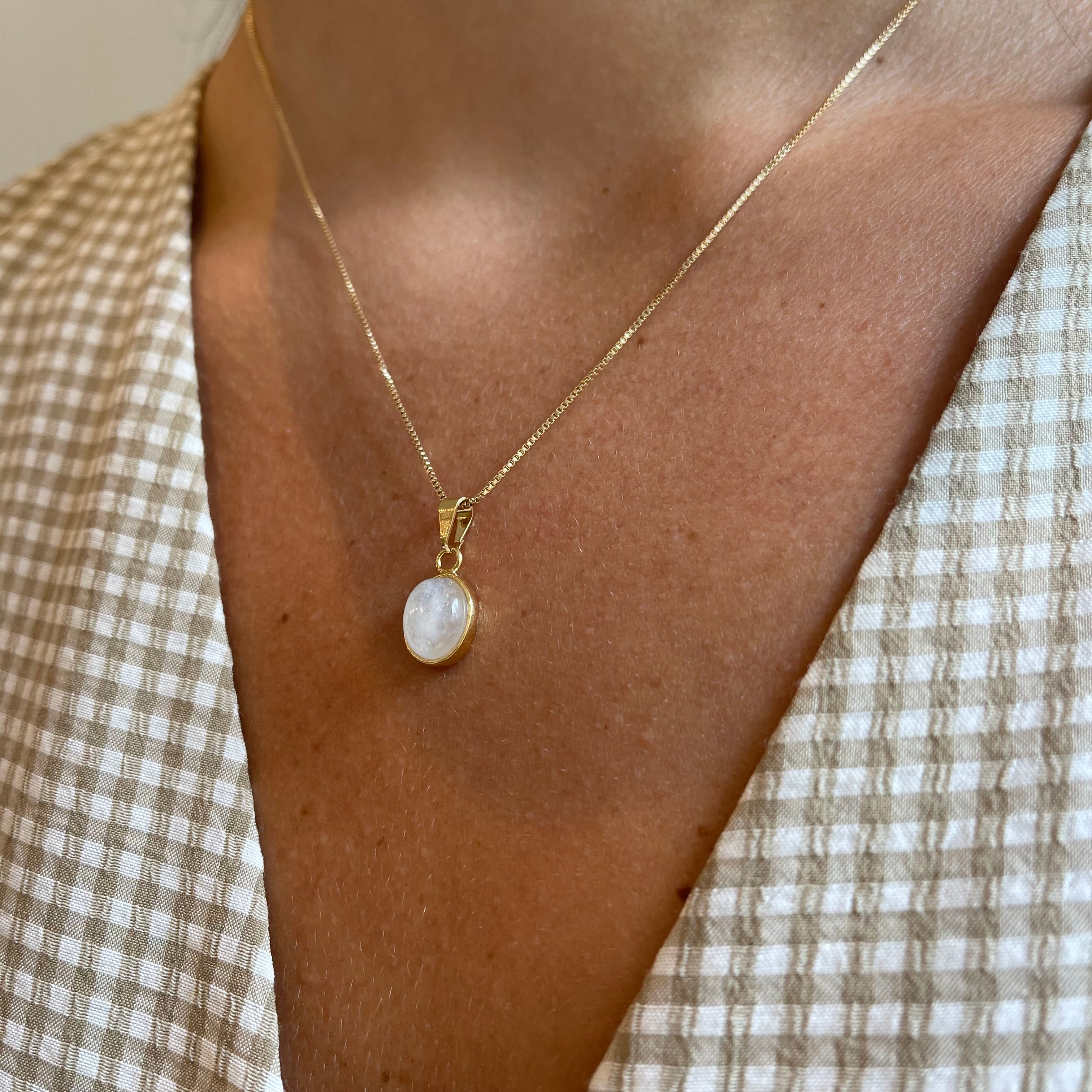 Mini Moonstone Pendant - Gold Plated