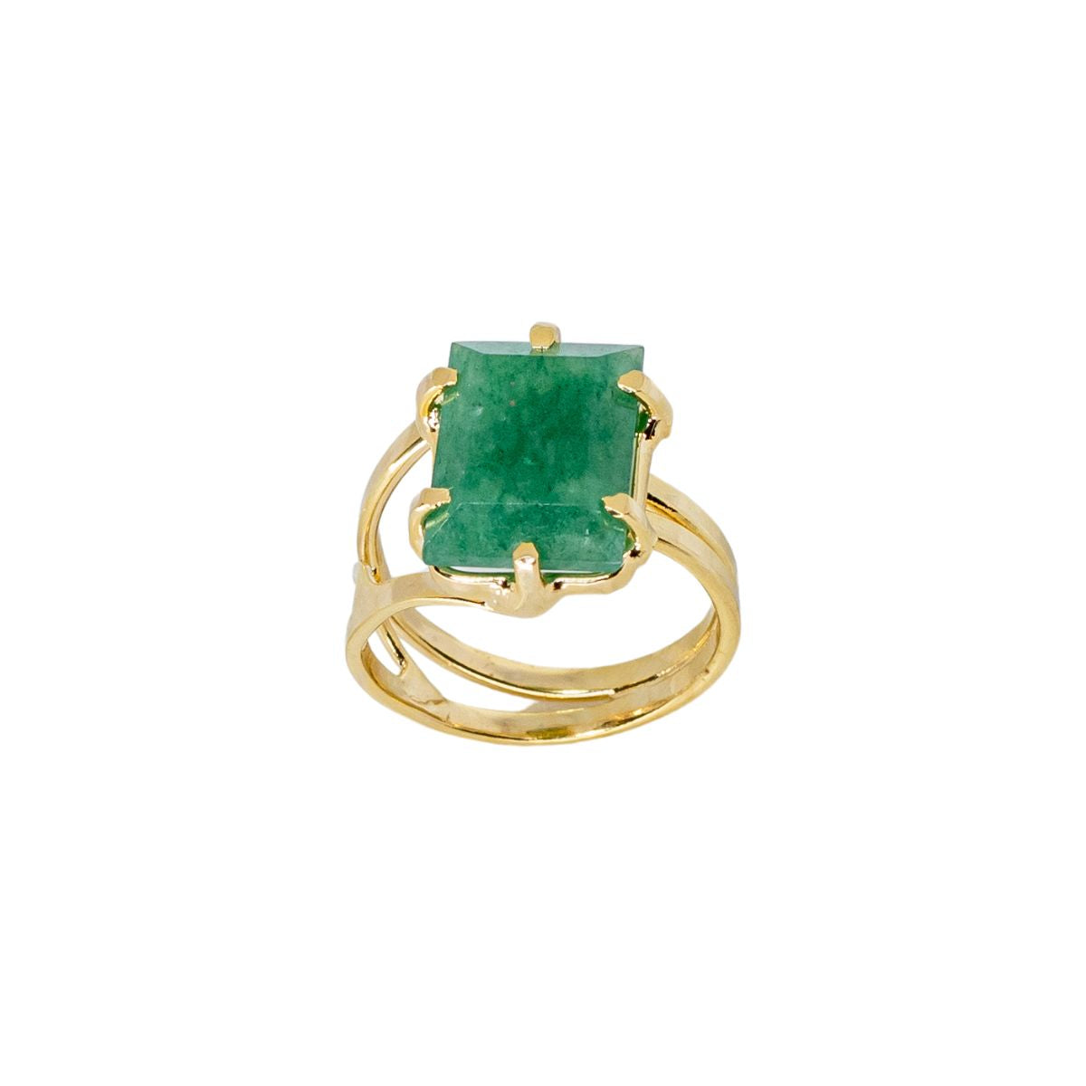 Green Quartz - Pinky Ring - Gold Plated