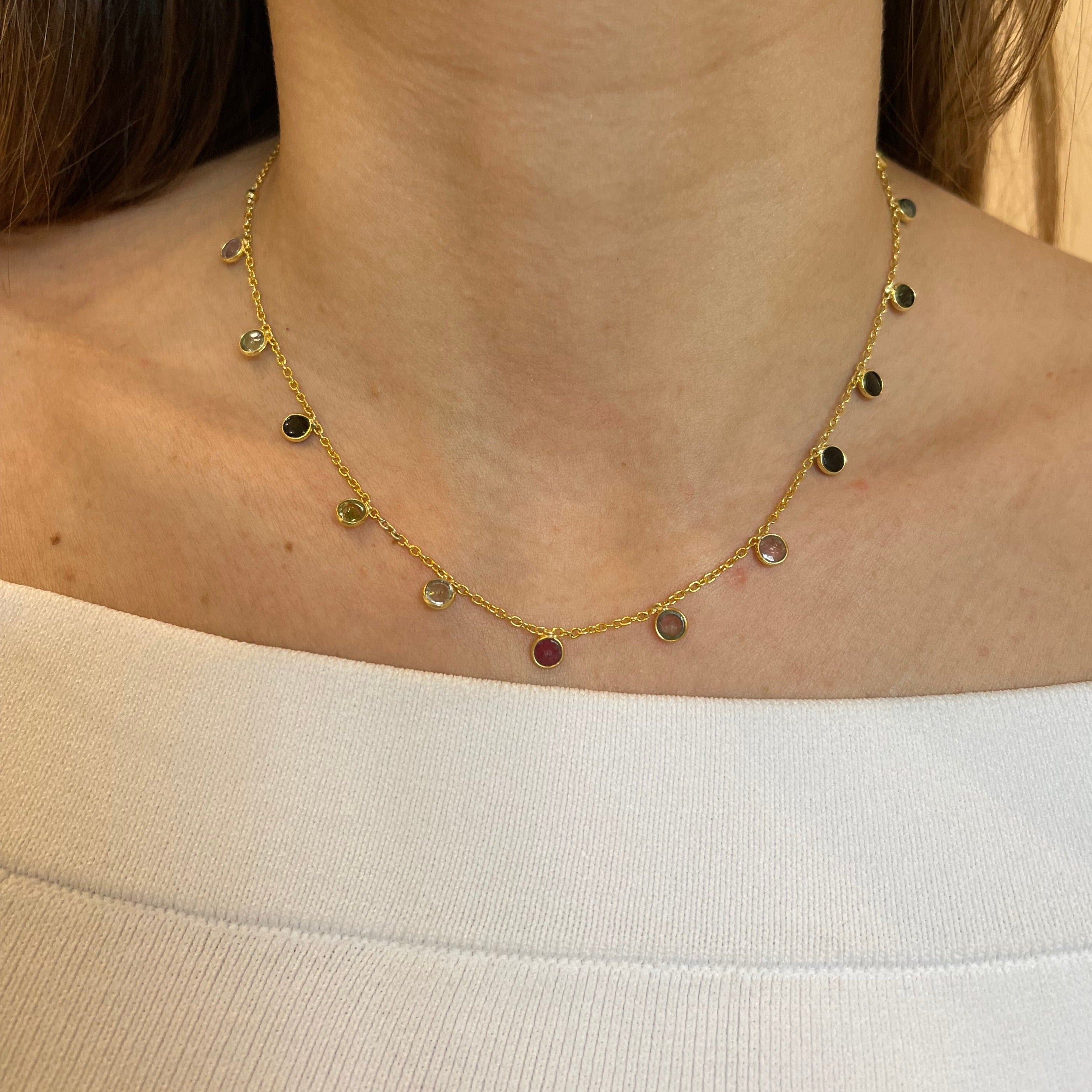Several Tourmalines Choker - Gold Plated