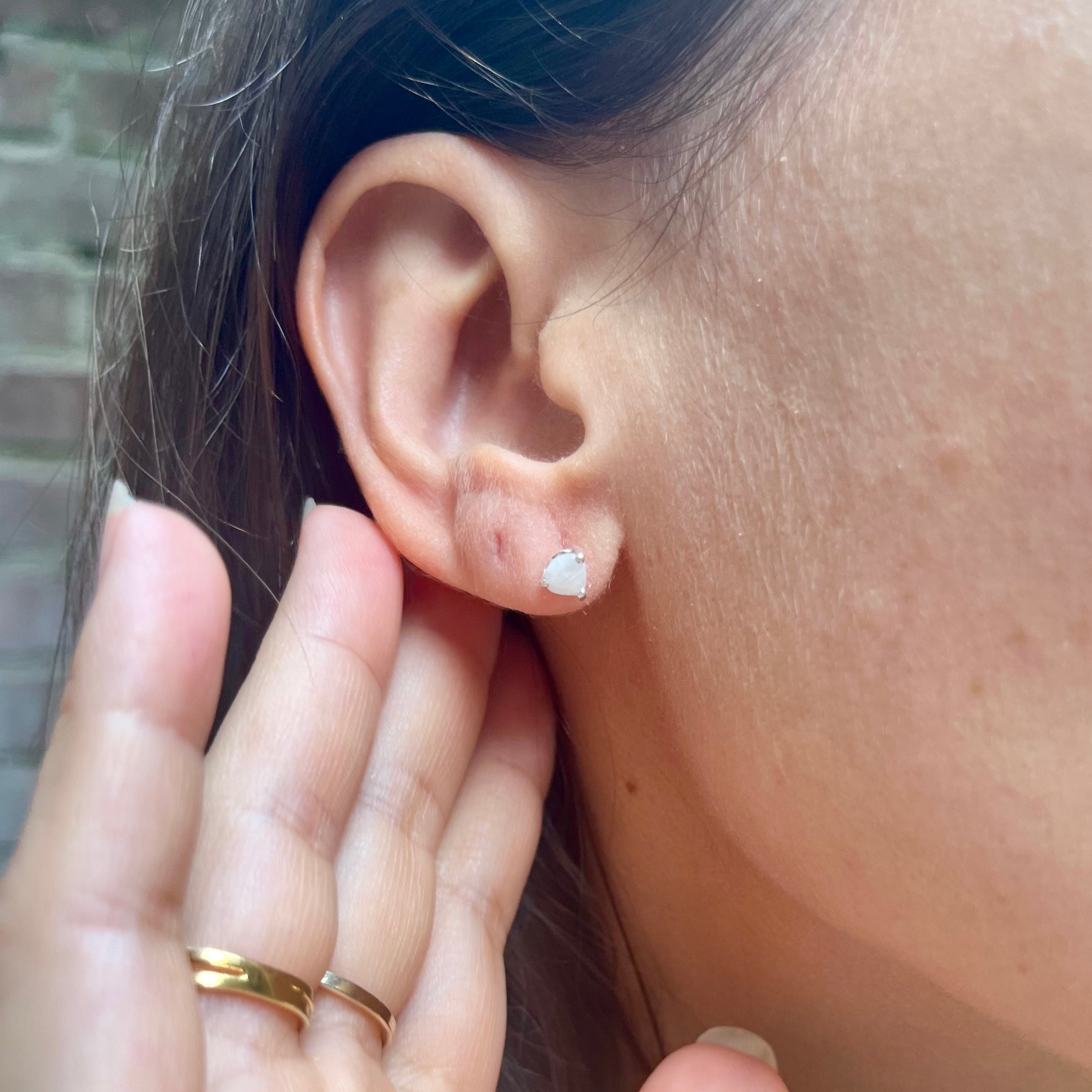 Moonstone Earrings - Little drop - Sterling Silver