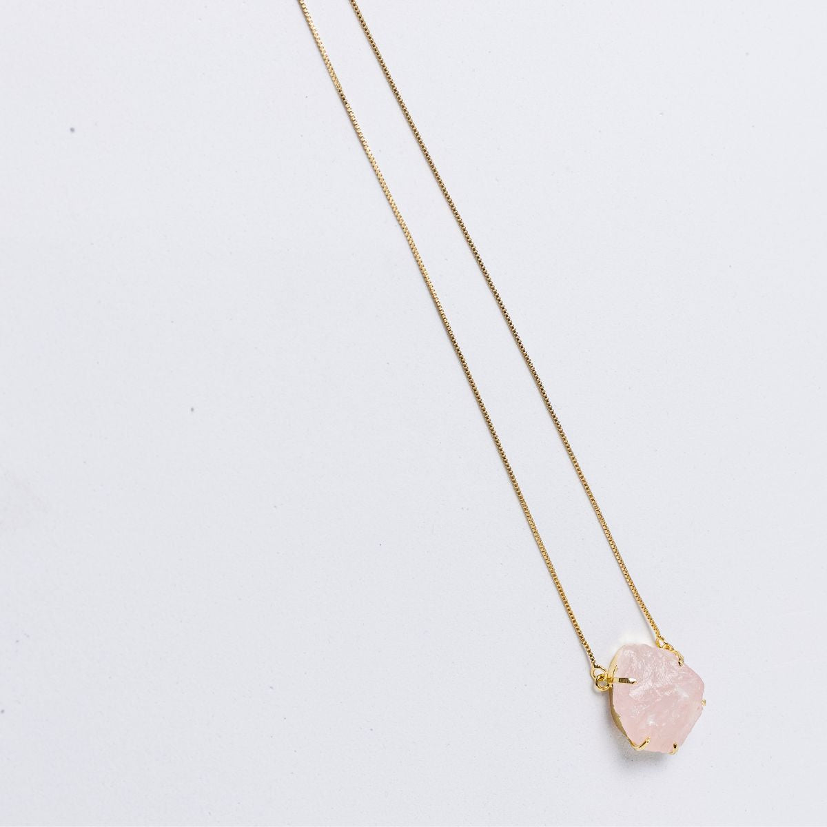 Big Rose Quartz - Lollipop Necklace - Gold Plated