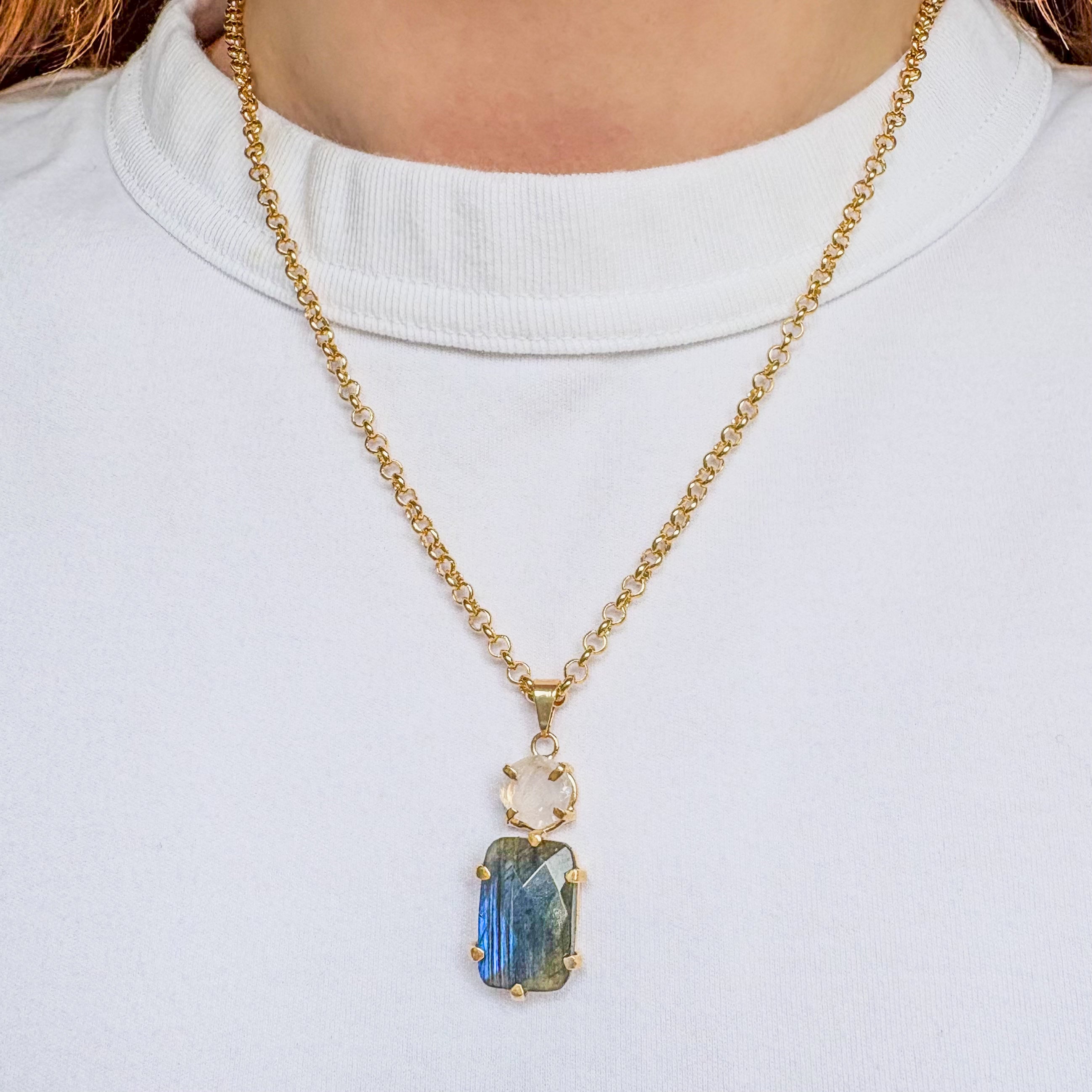 Labradorite Raw Pendant - Cosmic Queen Gold Plated