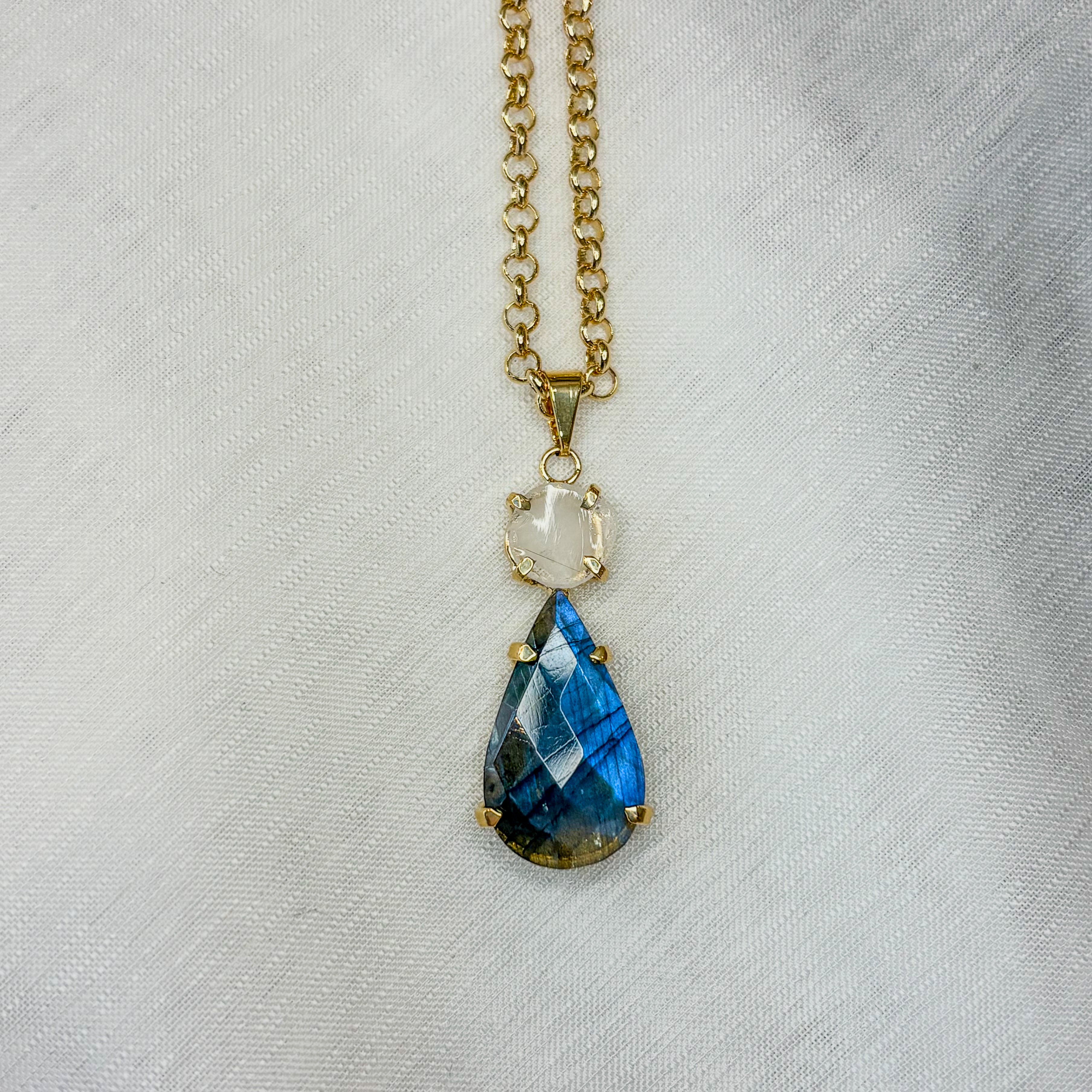 Labradorite Raw Pendant - Cosmic Queen Gold Plated