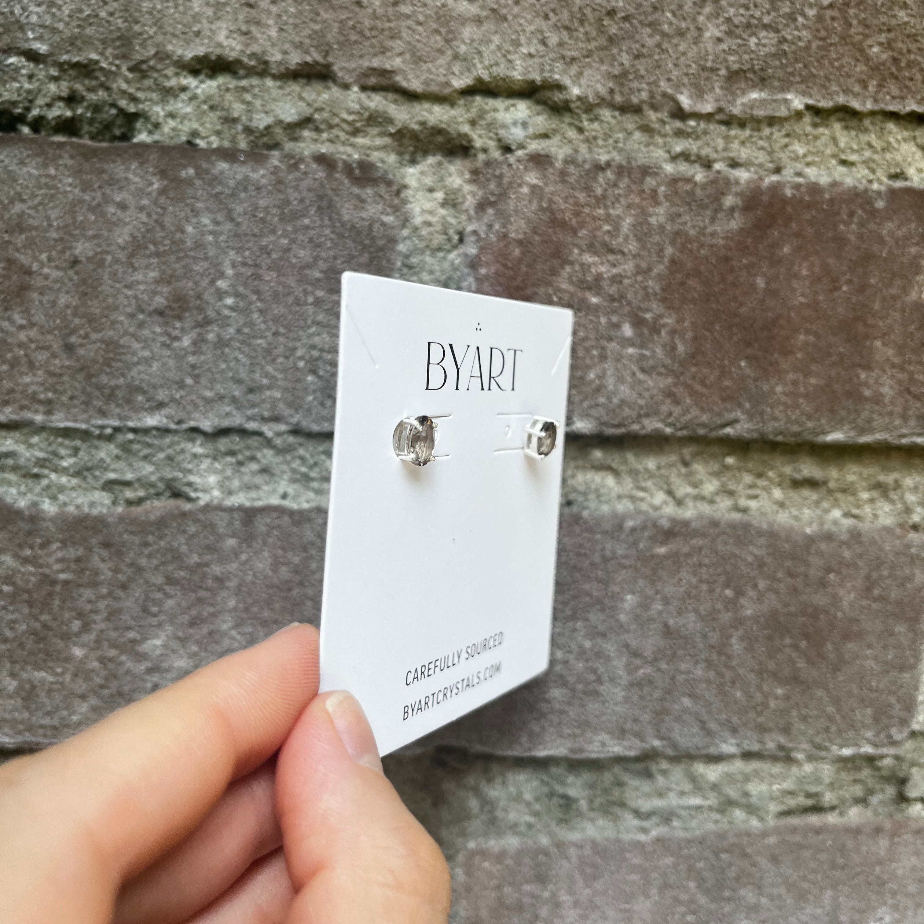 Smoky Quartz Stud Earrings - Silver Sterling
