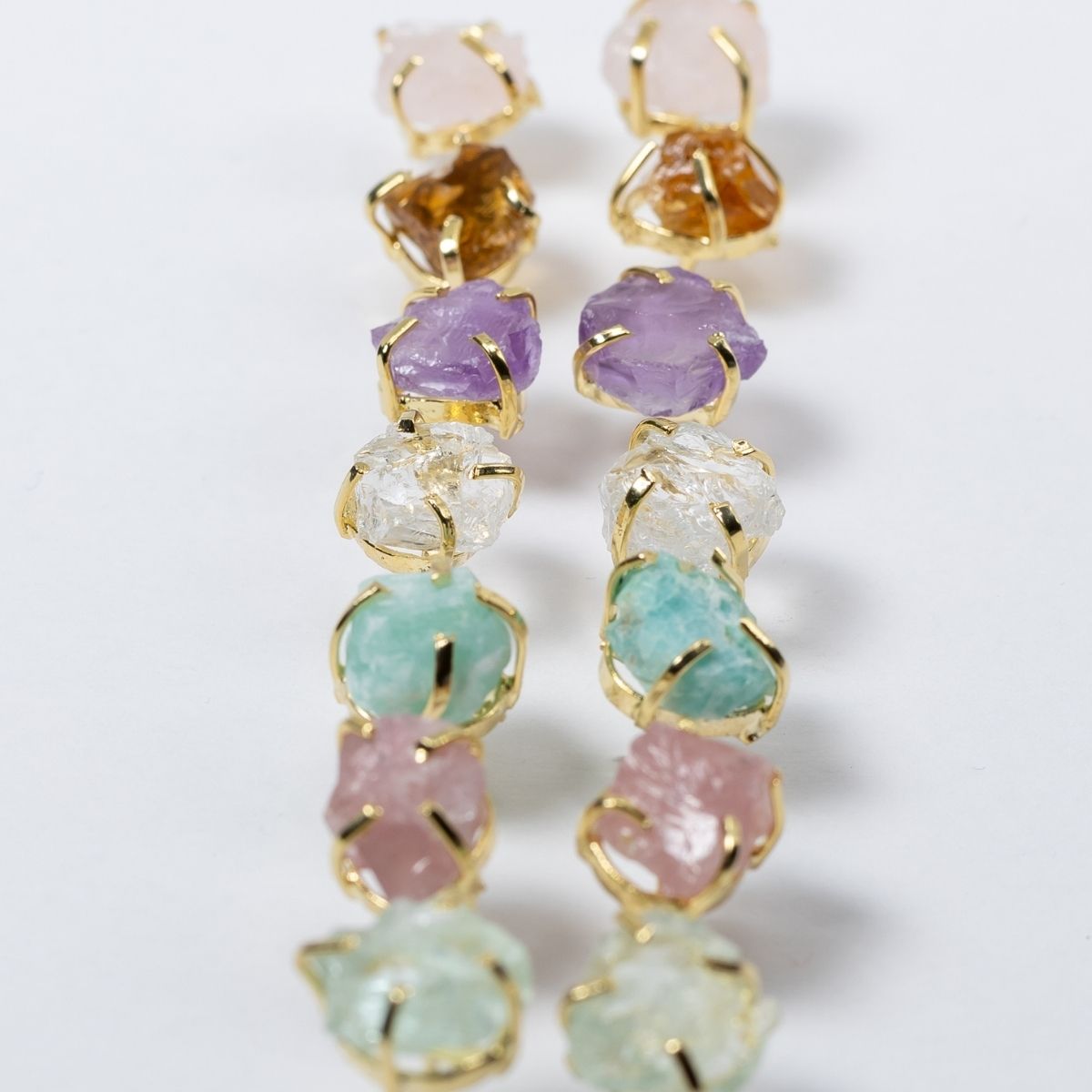 Various Stones - Lollipop Studs Earrings - Gold Plated