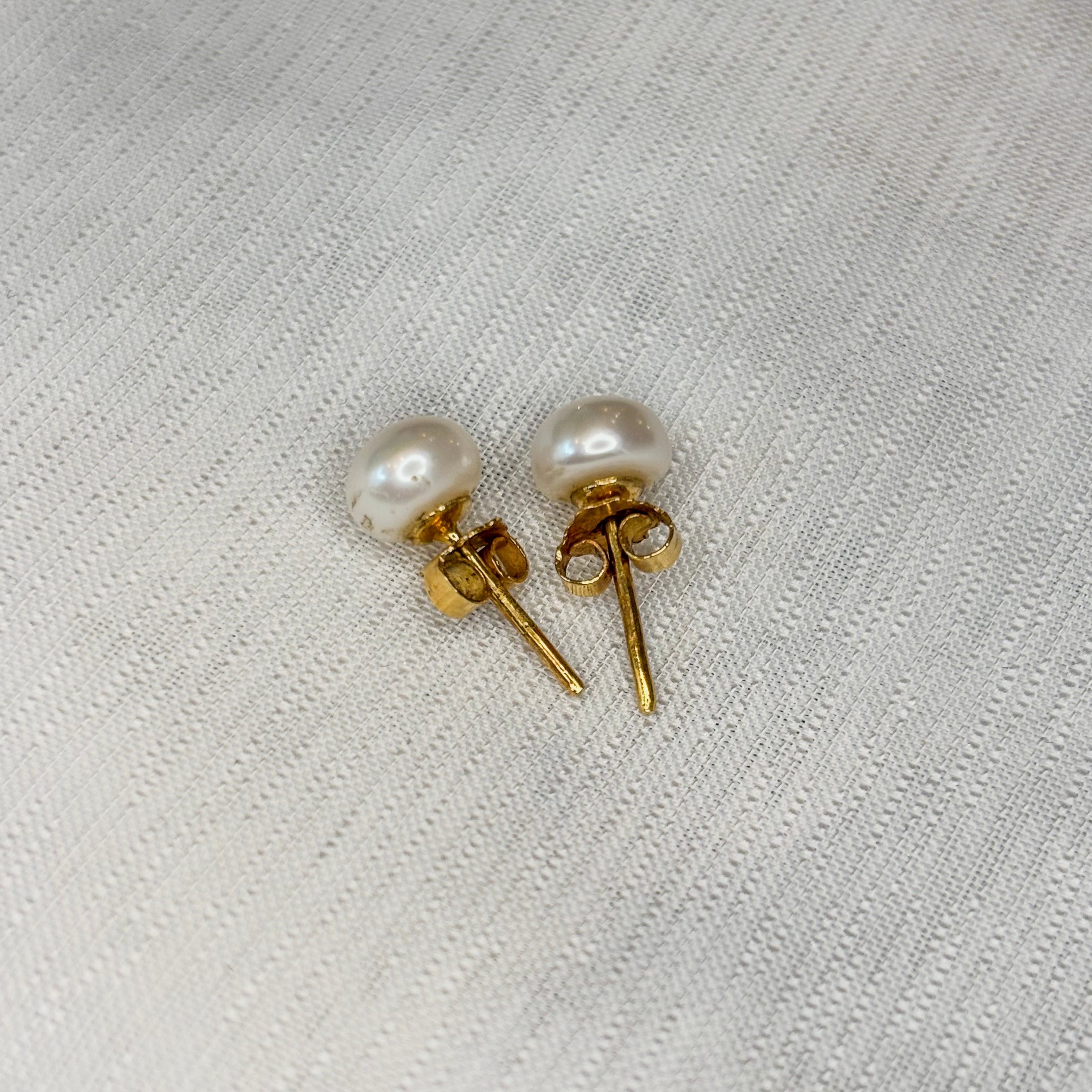 Pearl Earrings - 14k Solid Gold