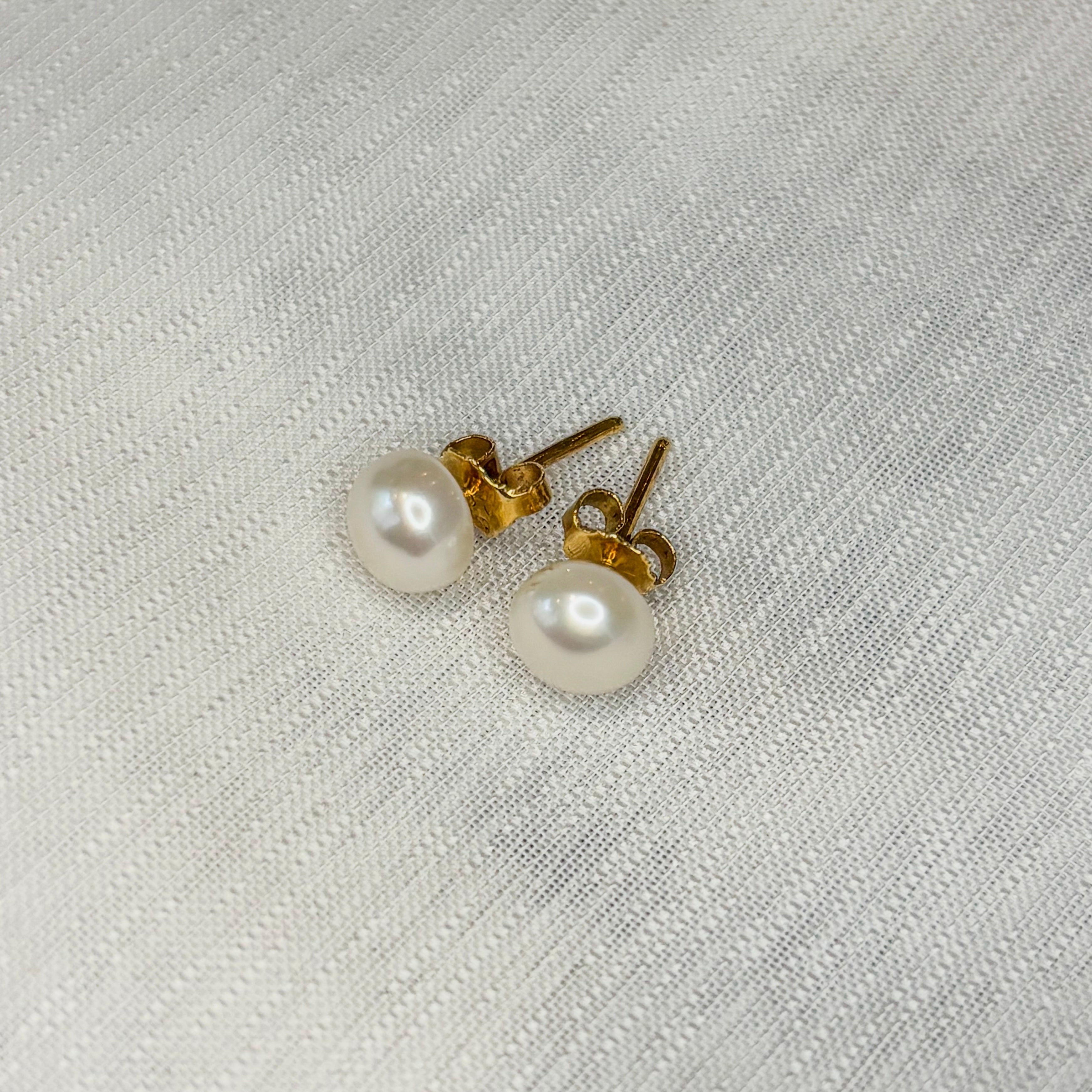 Pearl Earrings - 14k Solid Gold