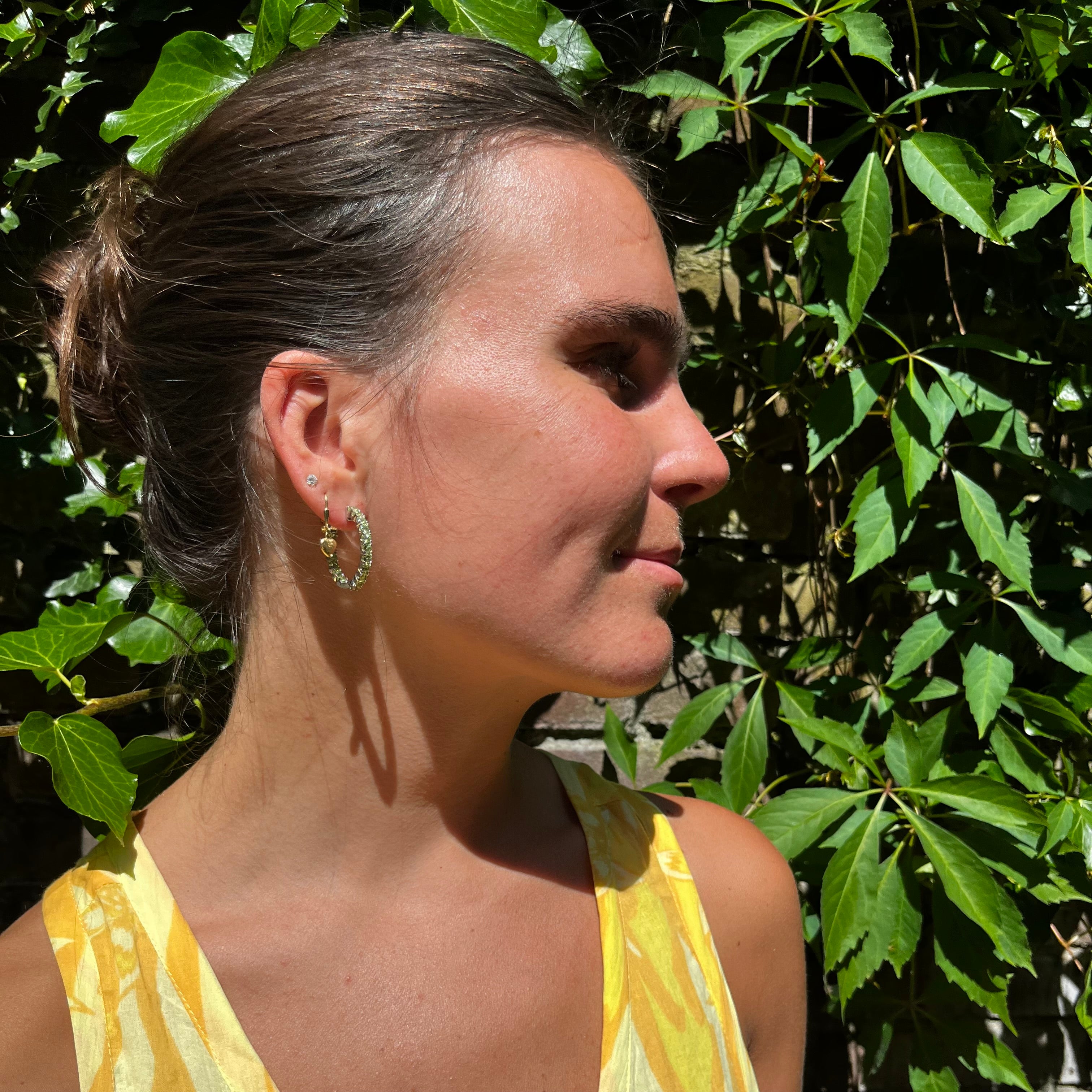 Peridot Crystals Hoop Earrings - Sterling Silver