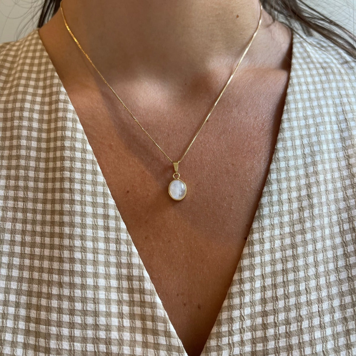 Mini Moonstone Pendant - Gold Plated