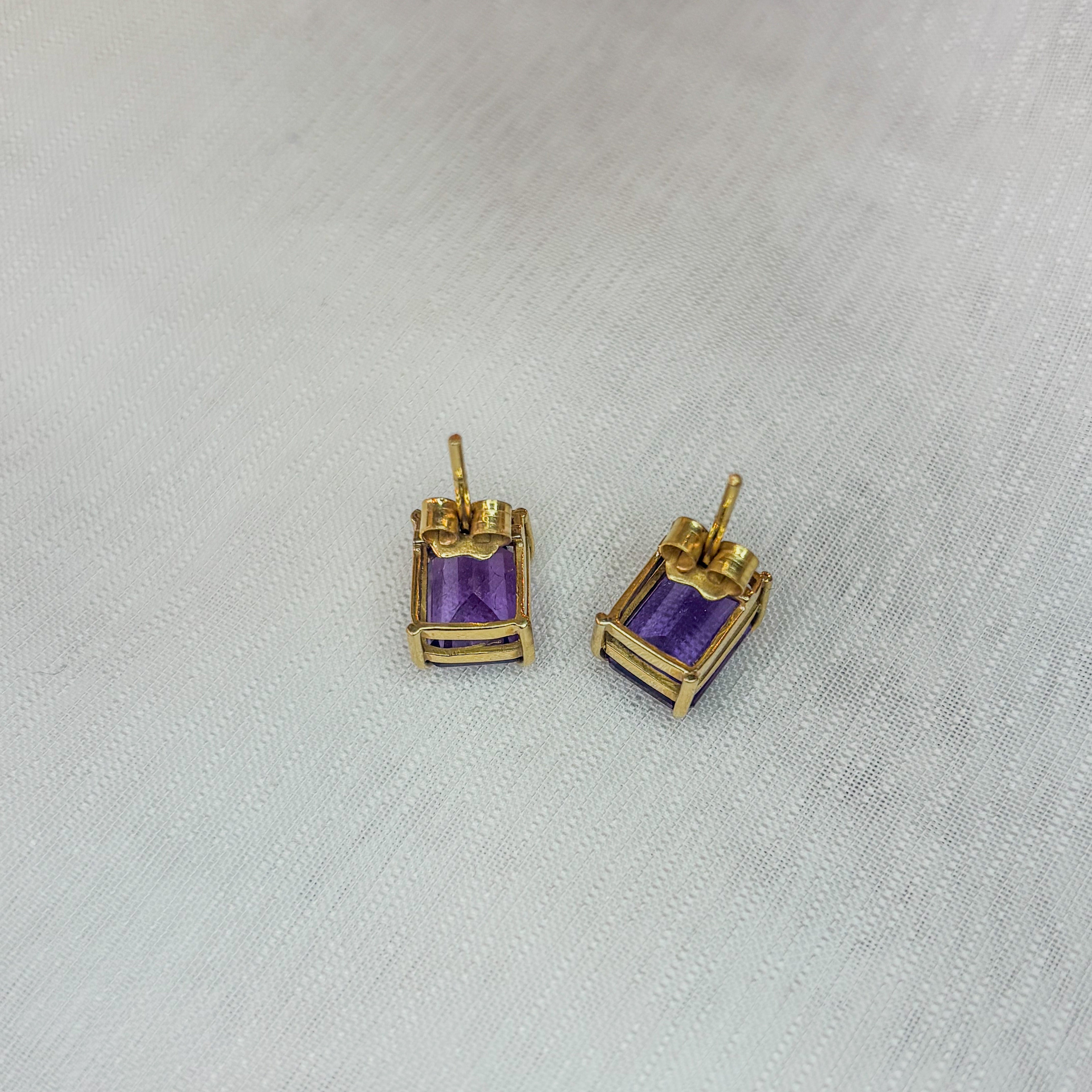 Midnight Galaxy Amethyst Stud Earrings - Gold 18k