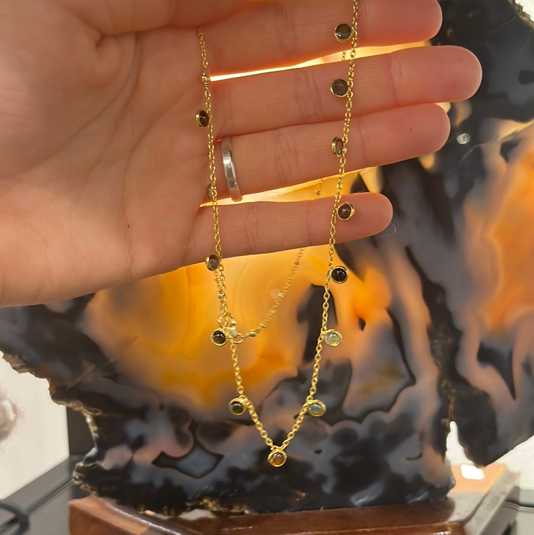 Several Tourmalines Choker - Gold Plated