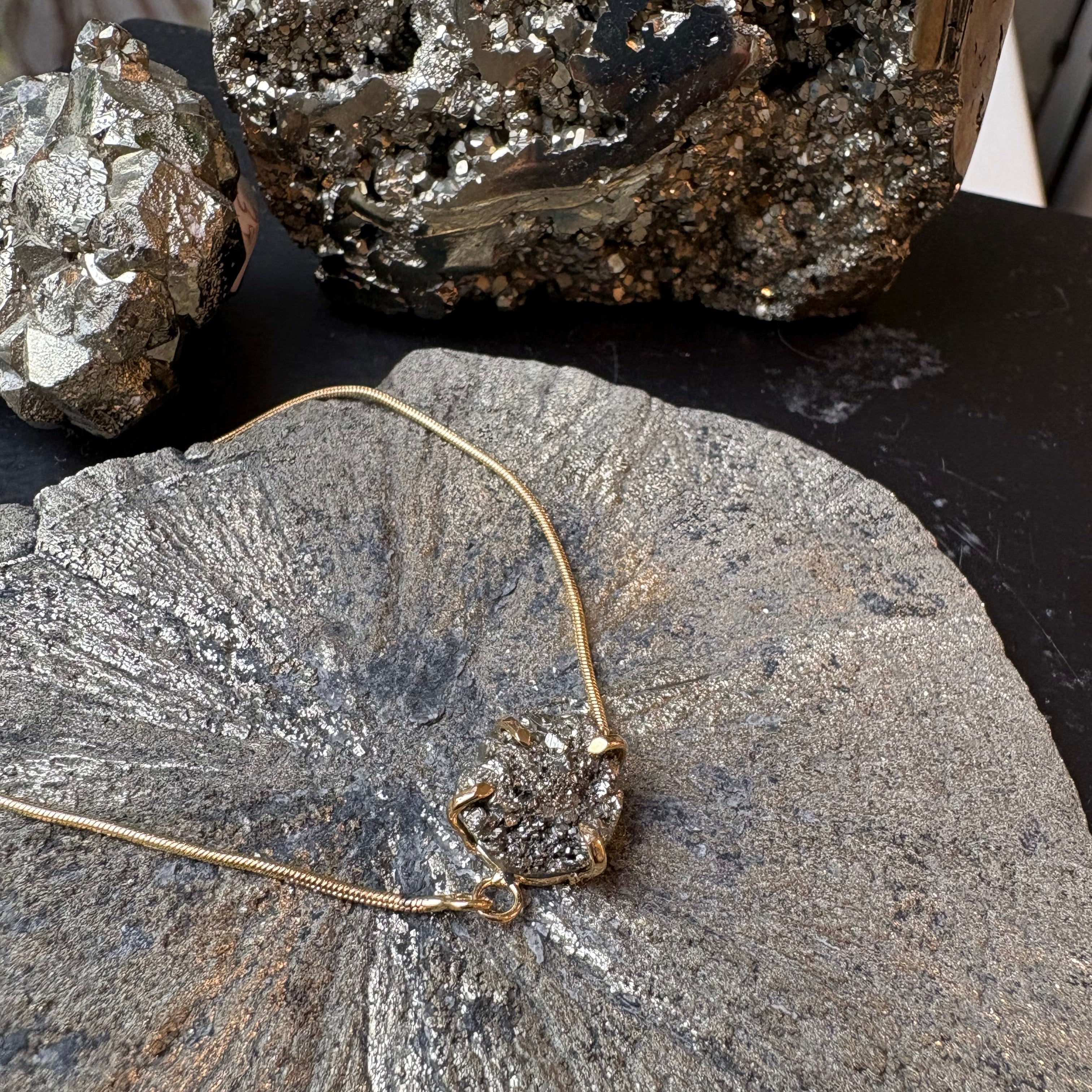 Pyrite Adjustable Bracelet- Gold Plated